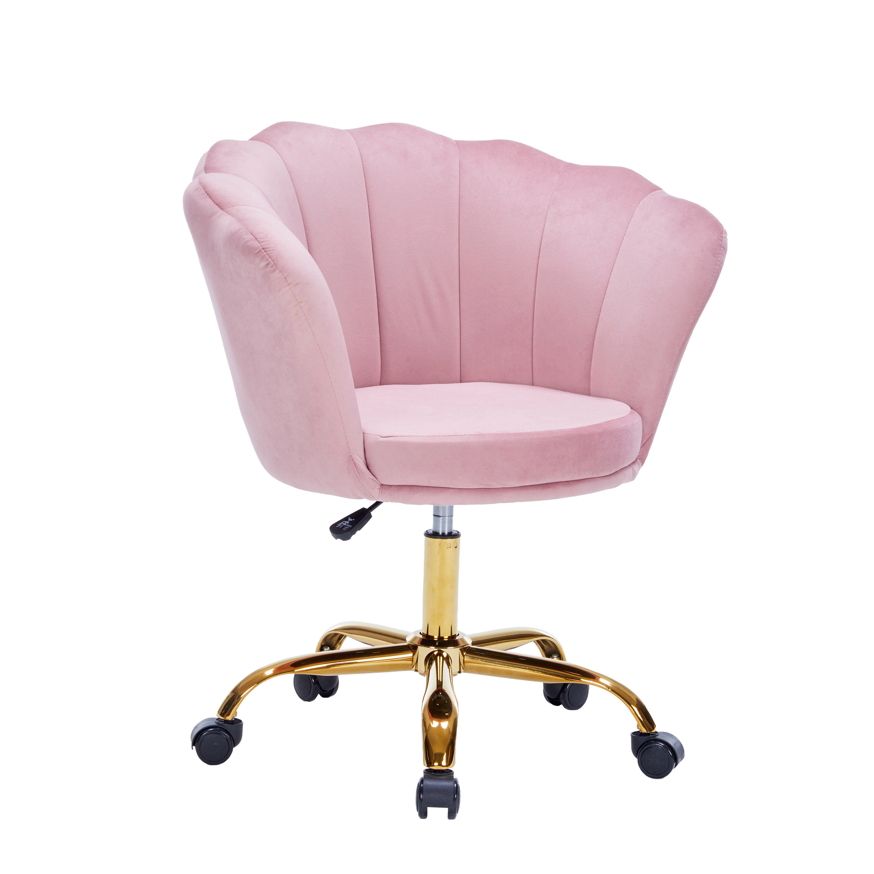 Bürostuhl Samt SHELLY pink/gold