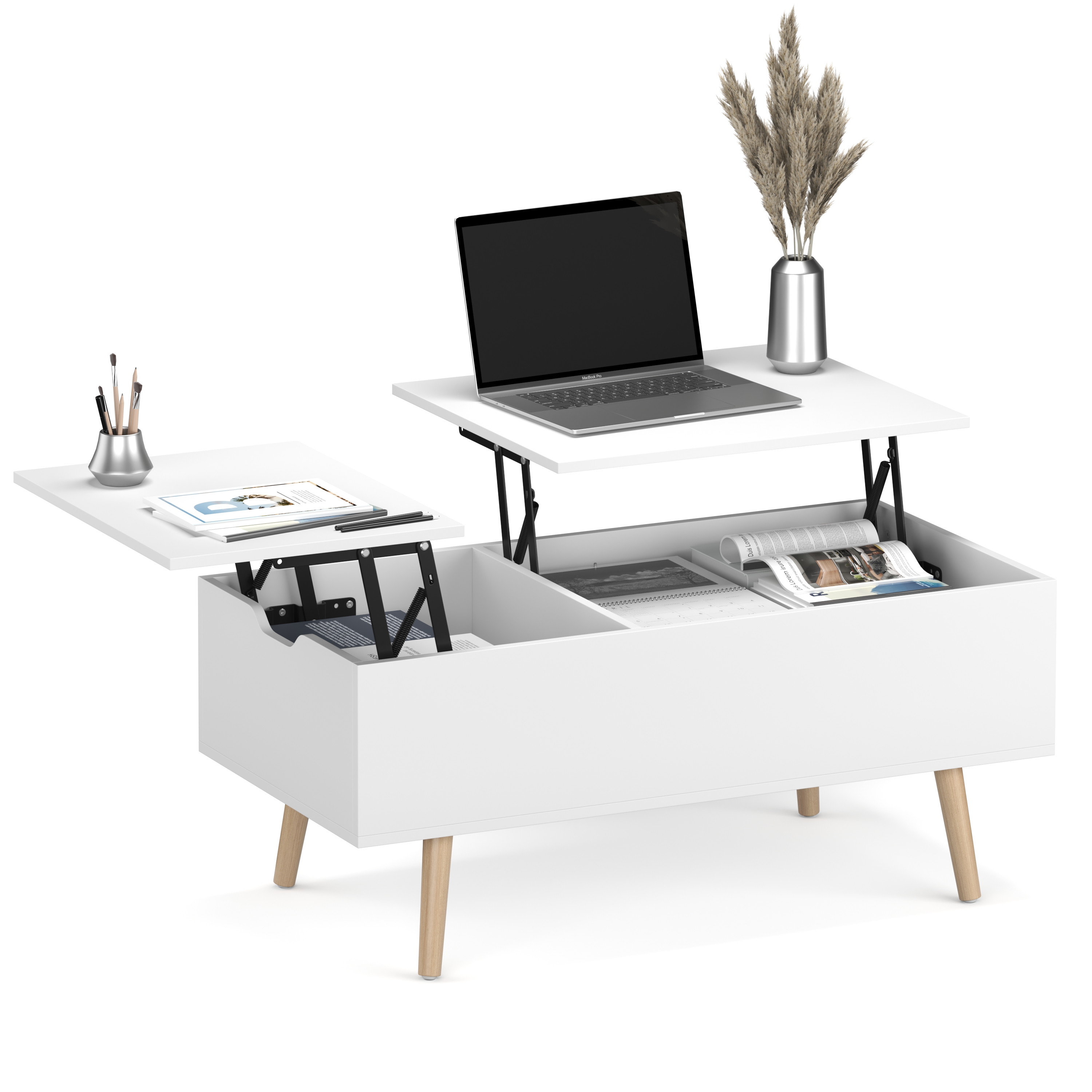 Beistelltisch Laptoptisch NORDIC 101 x 51 x 44 cm weiss