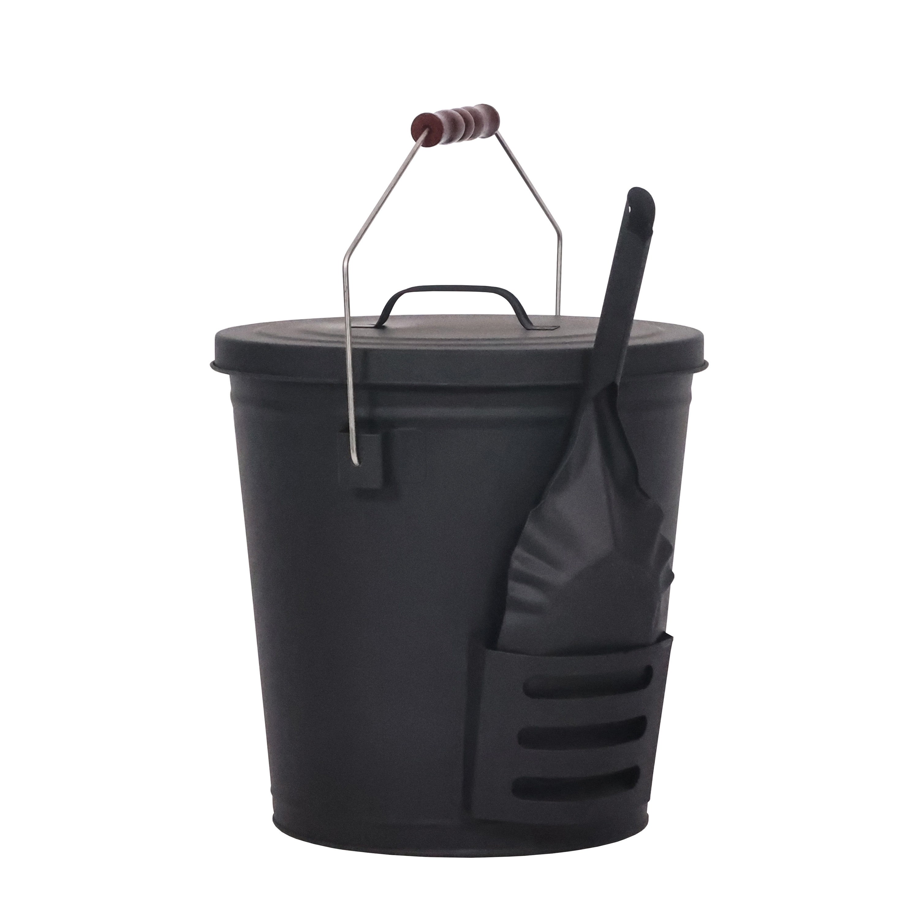 Ascheeimer mit Deckel und Schaufel 19L