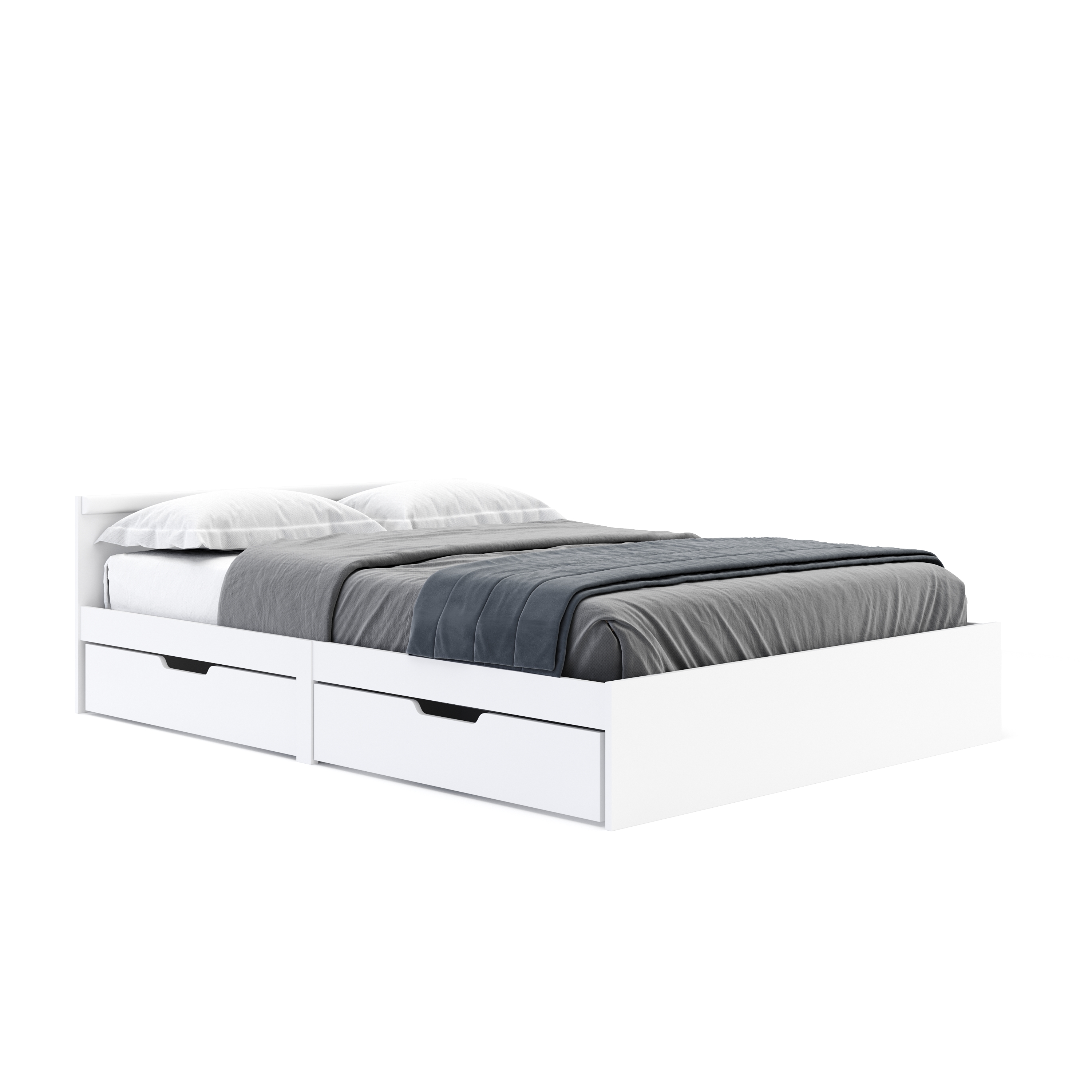 Bett Holz BELLA mit Stauraum und Schubladen 140 x 200 cm weiss