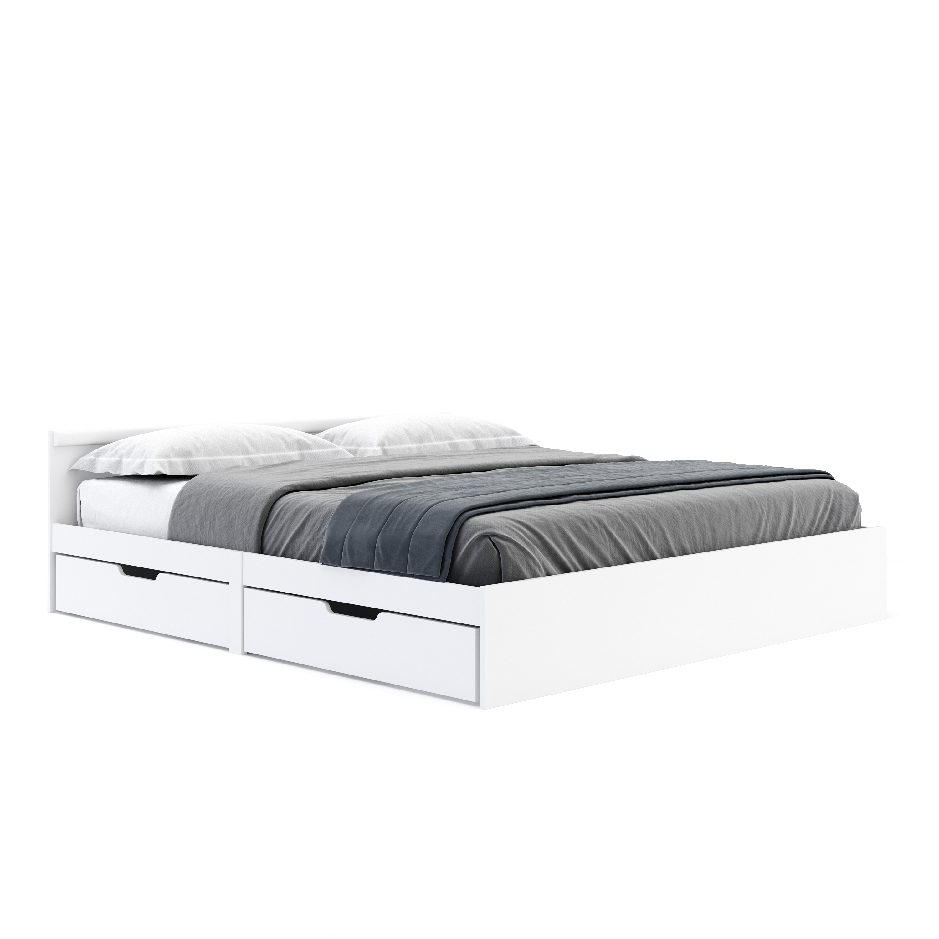Bett Holz BELLA mit Stauraum und Schubladen 180 x 200 cm weiss