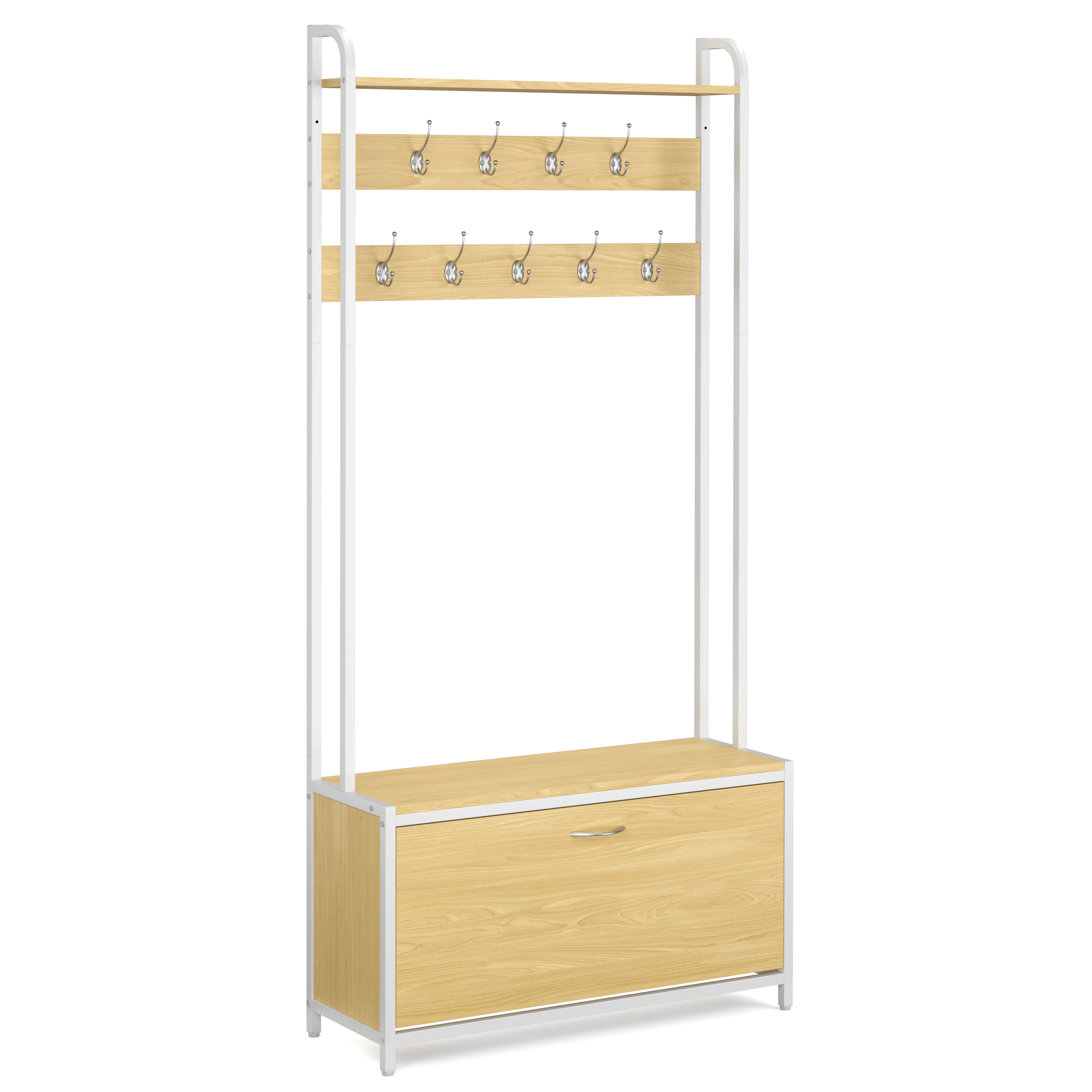Garderobe Schuhschrank 85 x 180 cm hellbraun/weiss