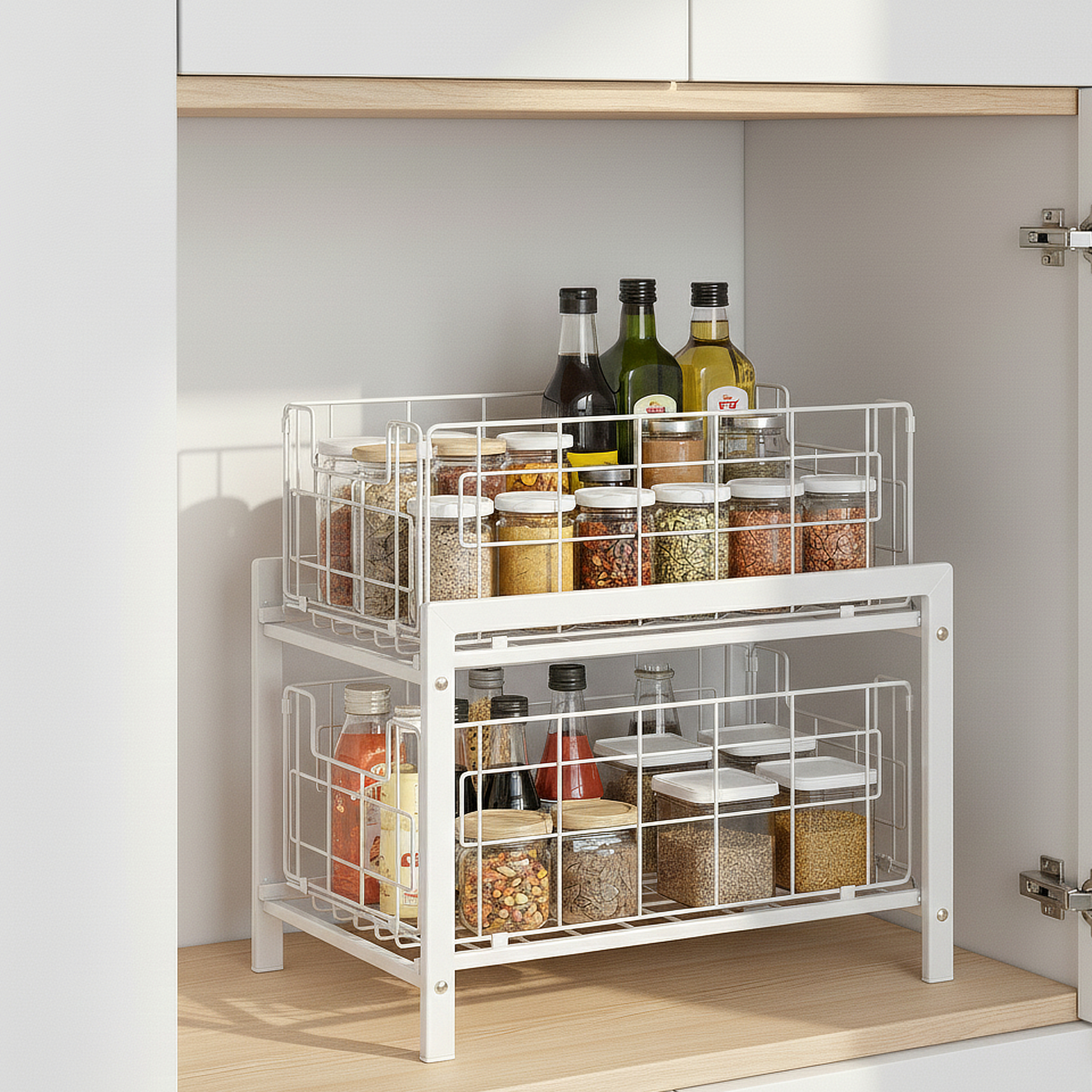 Schrank-Organizer Küche 2 Schubladen 36 x 26 x 38 cm weiss
