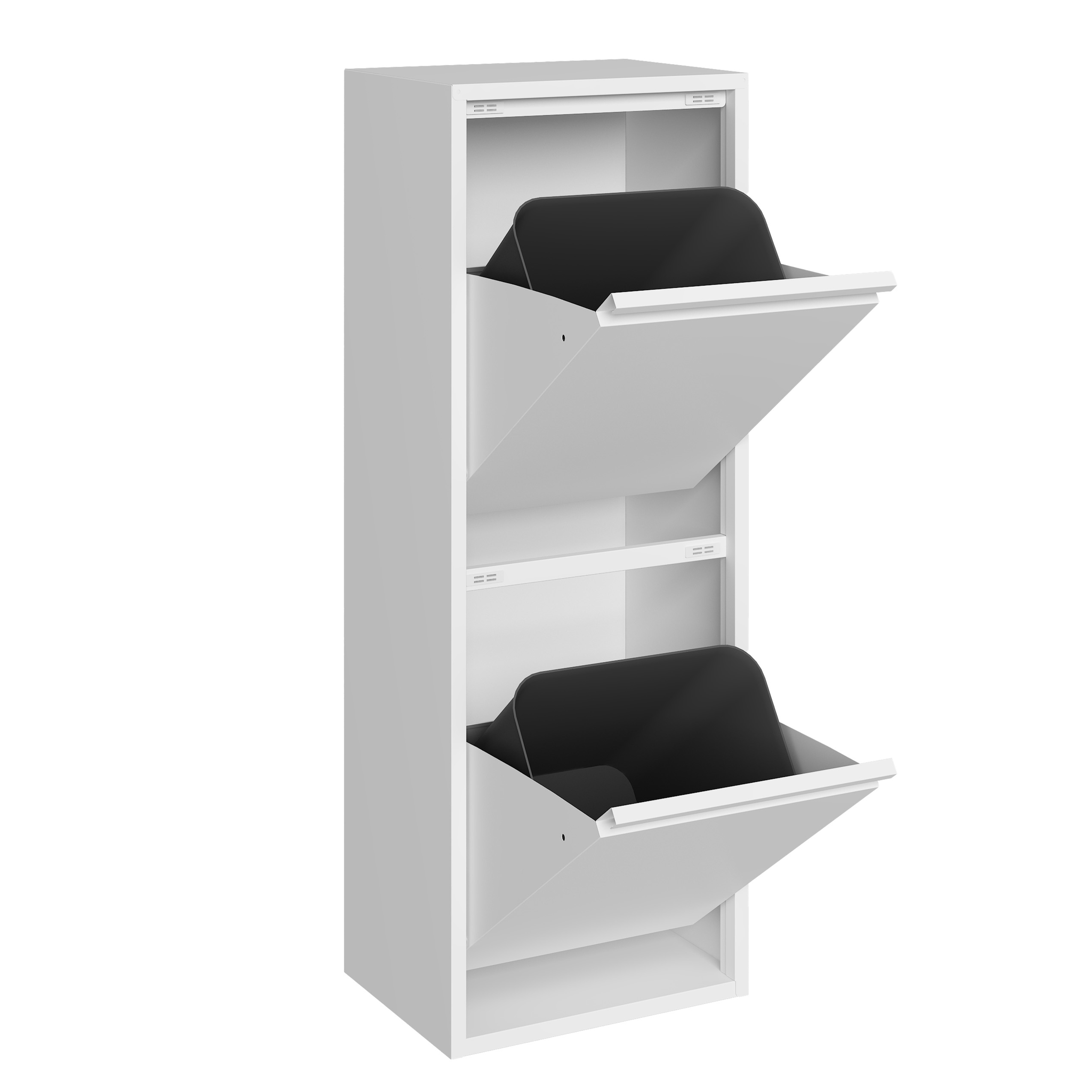 Abfalleimer Metall 2 Fächer 30L weiss