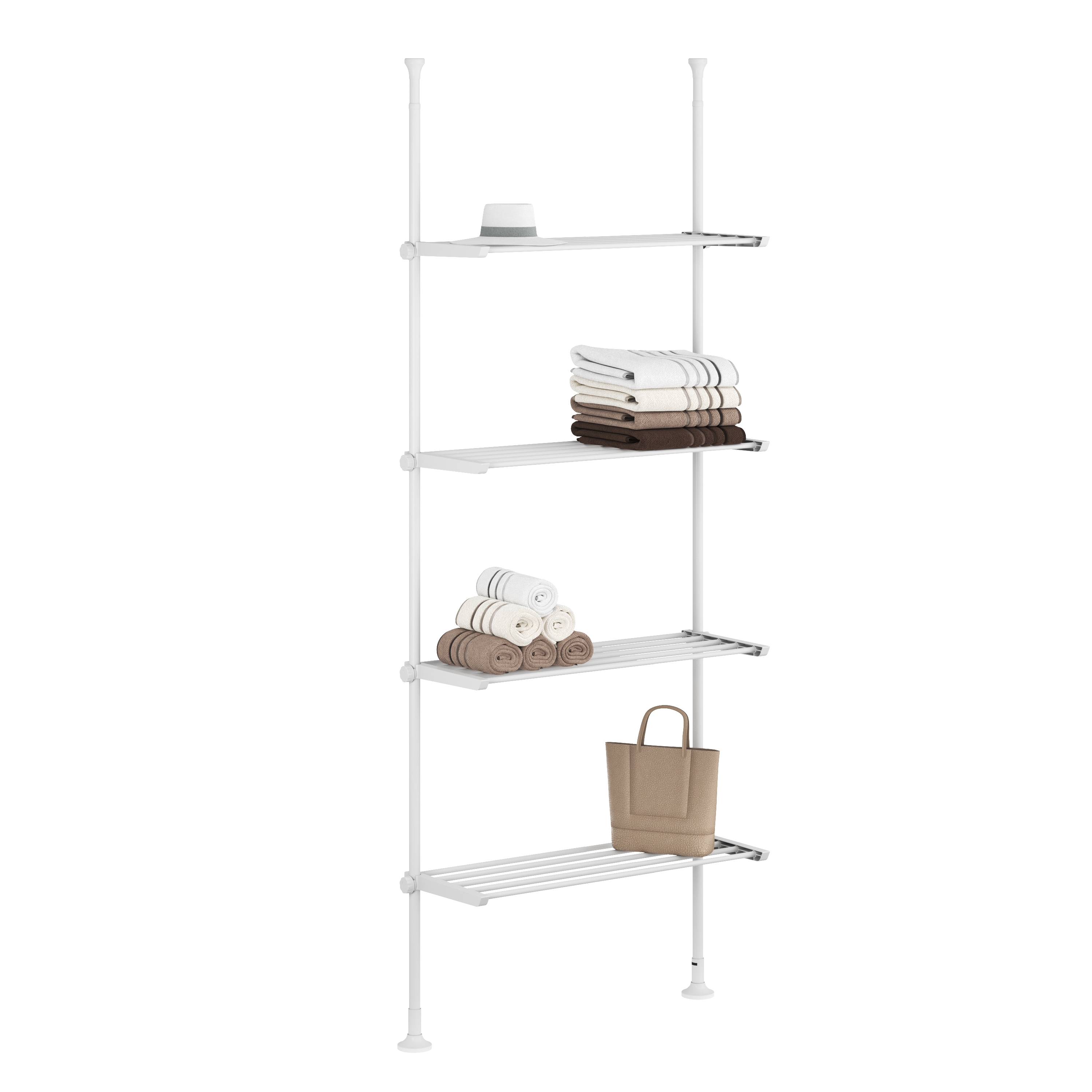 Teleskopregal mit 4 Ablagen 165 - 297 cm weiss