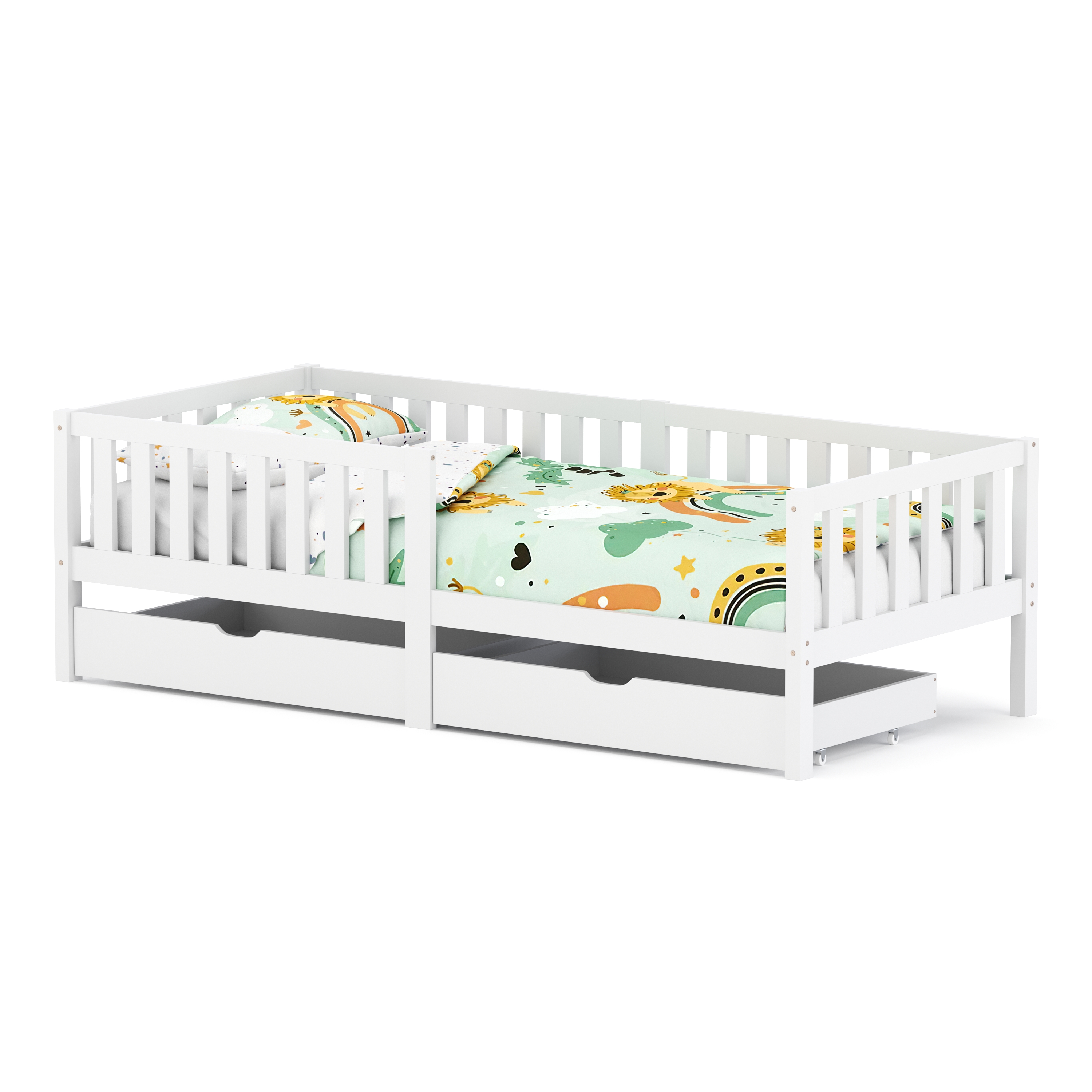 Kinderbett DORRIT mit Schubladen 90 x 200 cm weiss