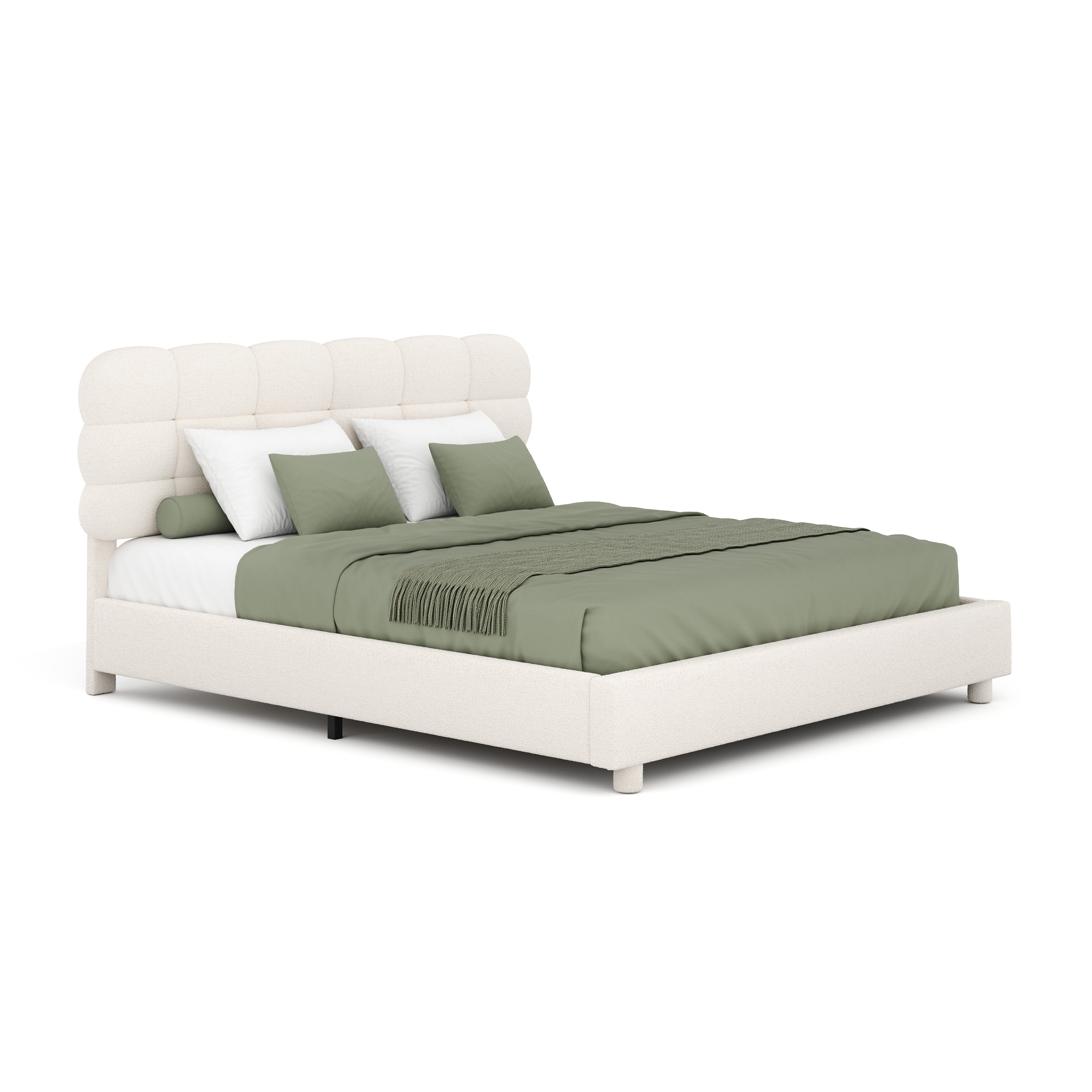 Polsterbett Bouclé KIRSTEN 160 x 200 cm creme