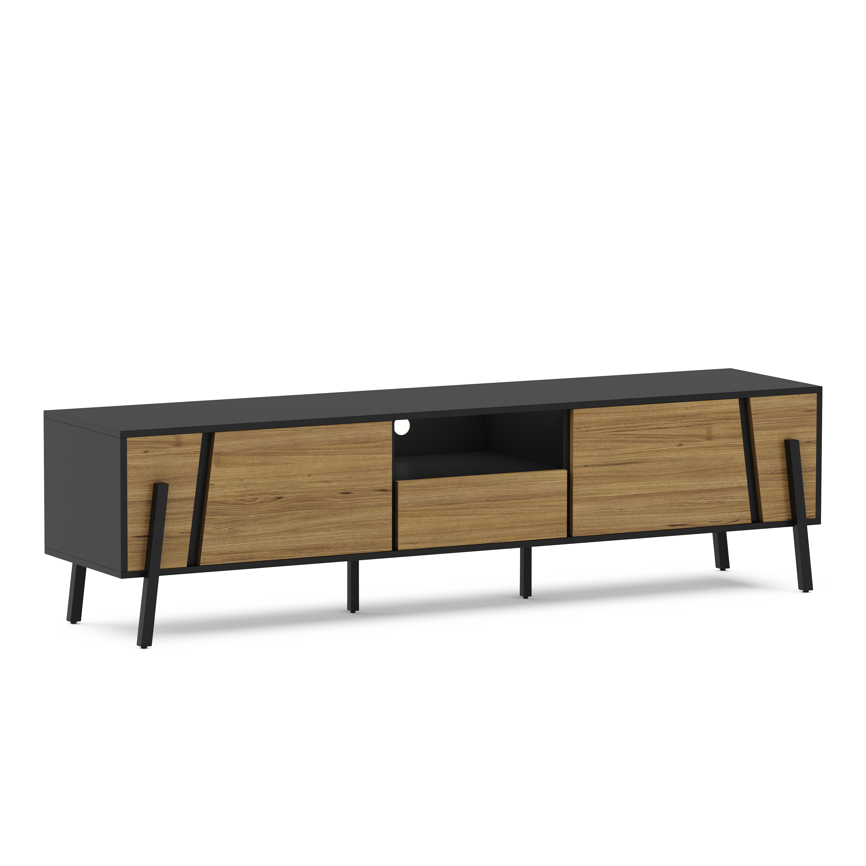 TV Möbel PROMINA 174 x 46 cm braun/schwarz