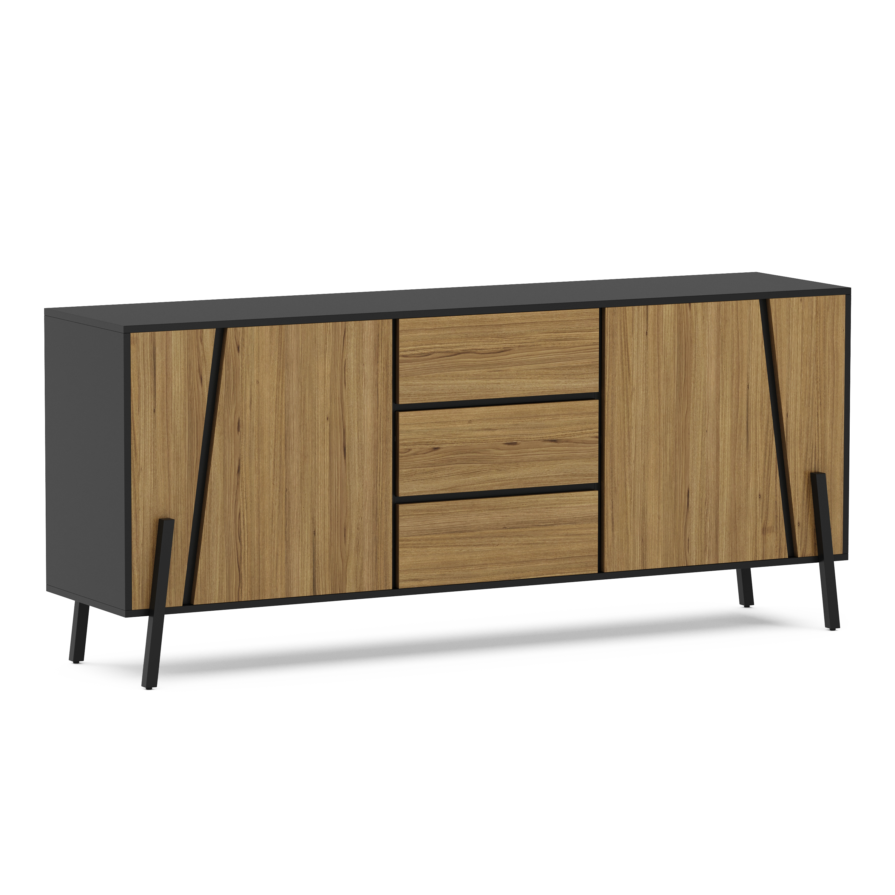 Sideboard PROMINA 174 x 75 cm braun/schwarz