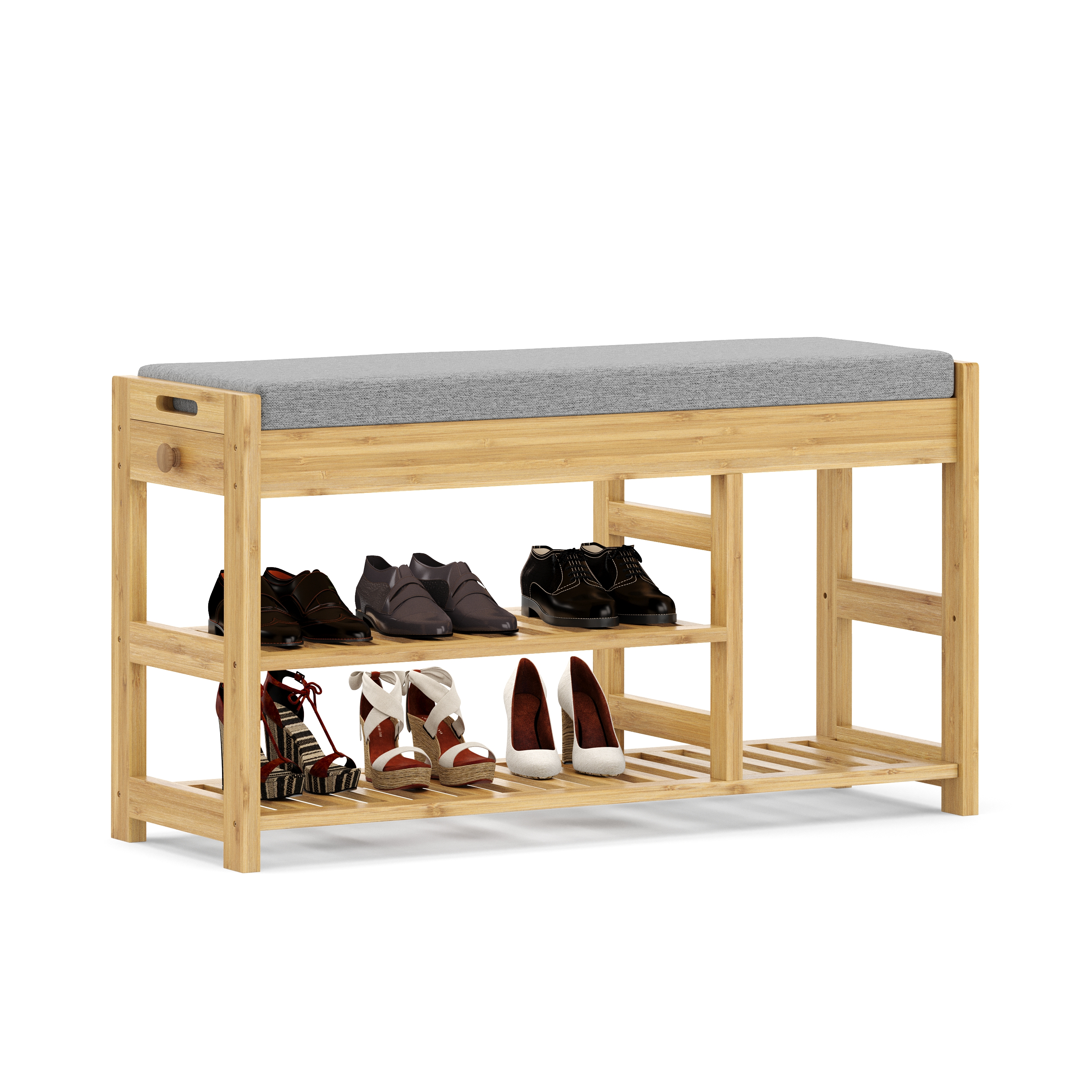 Schuhbank Bambus SEREIN 90 x 30 x 51 cm natur