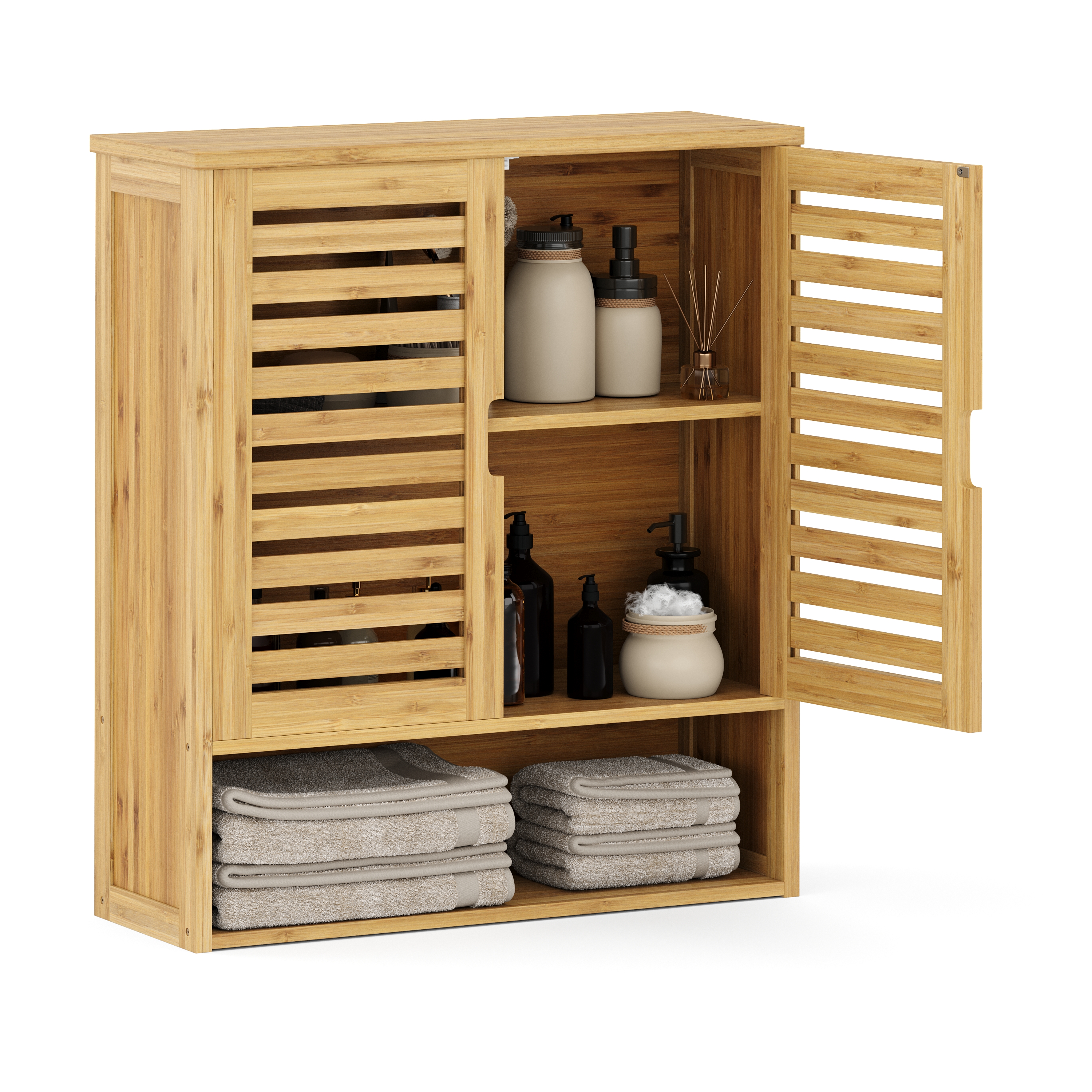 Hängeschrank Bambus SANOVA mit Ablage 59 x 21 x 67 cm natur