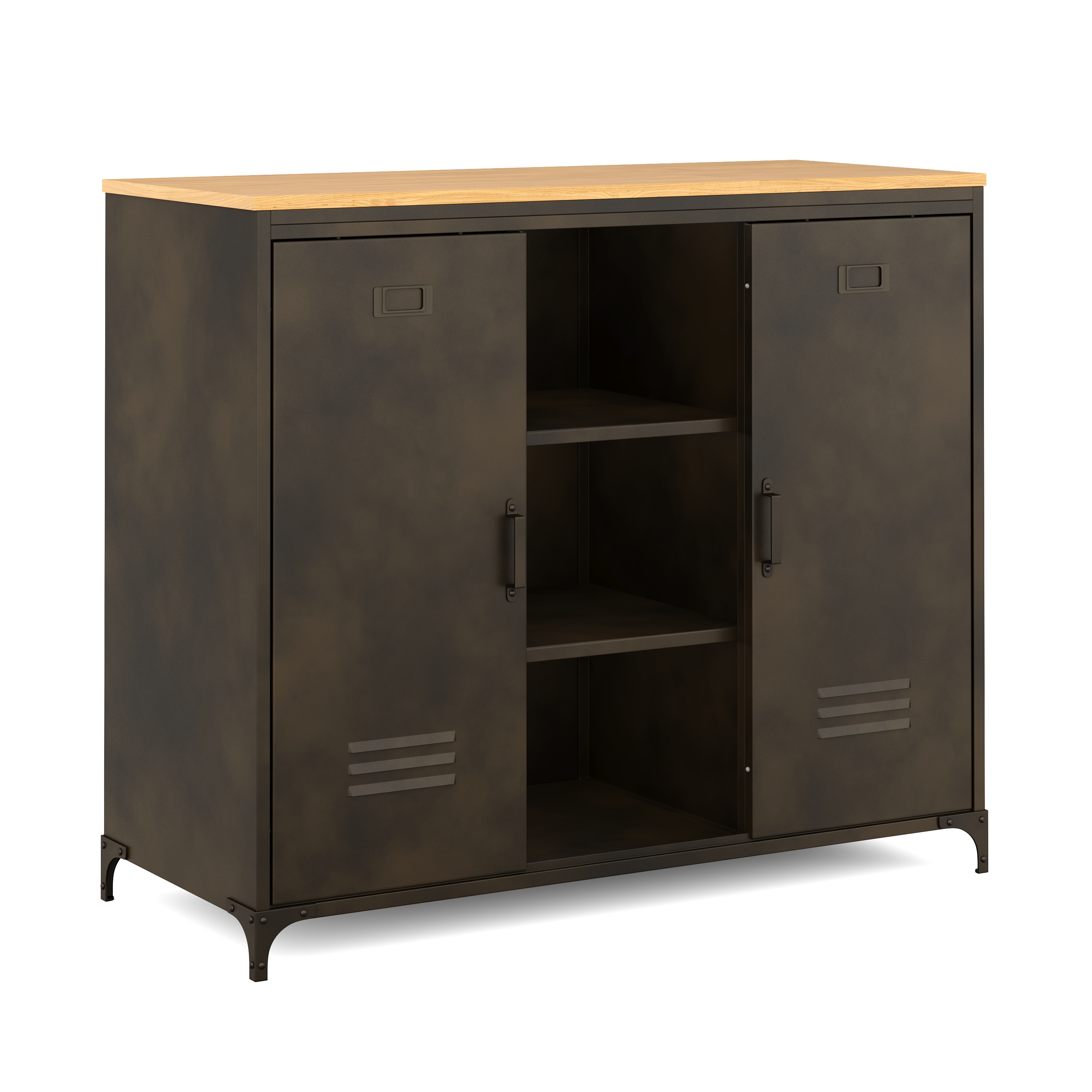 Sideboard Industrial FORGE 100 x 86 cm schwarz/braun