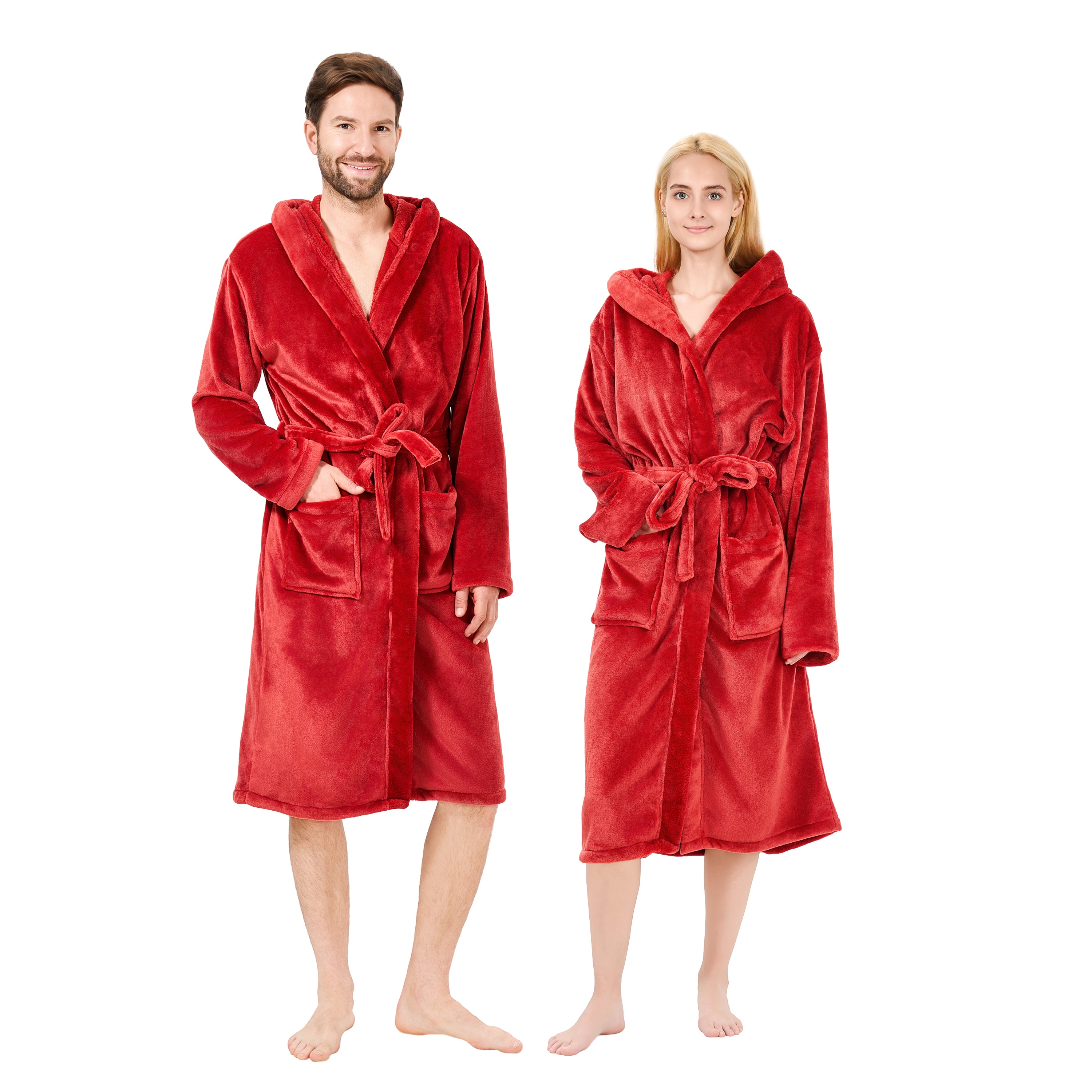 Bademantel mit Kapuze unisex Grösse M rot