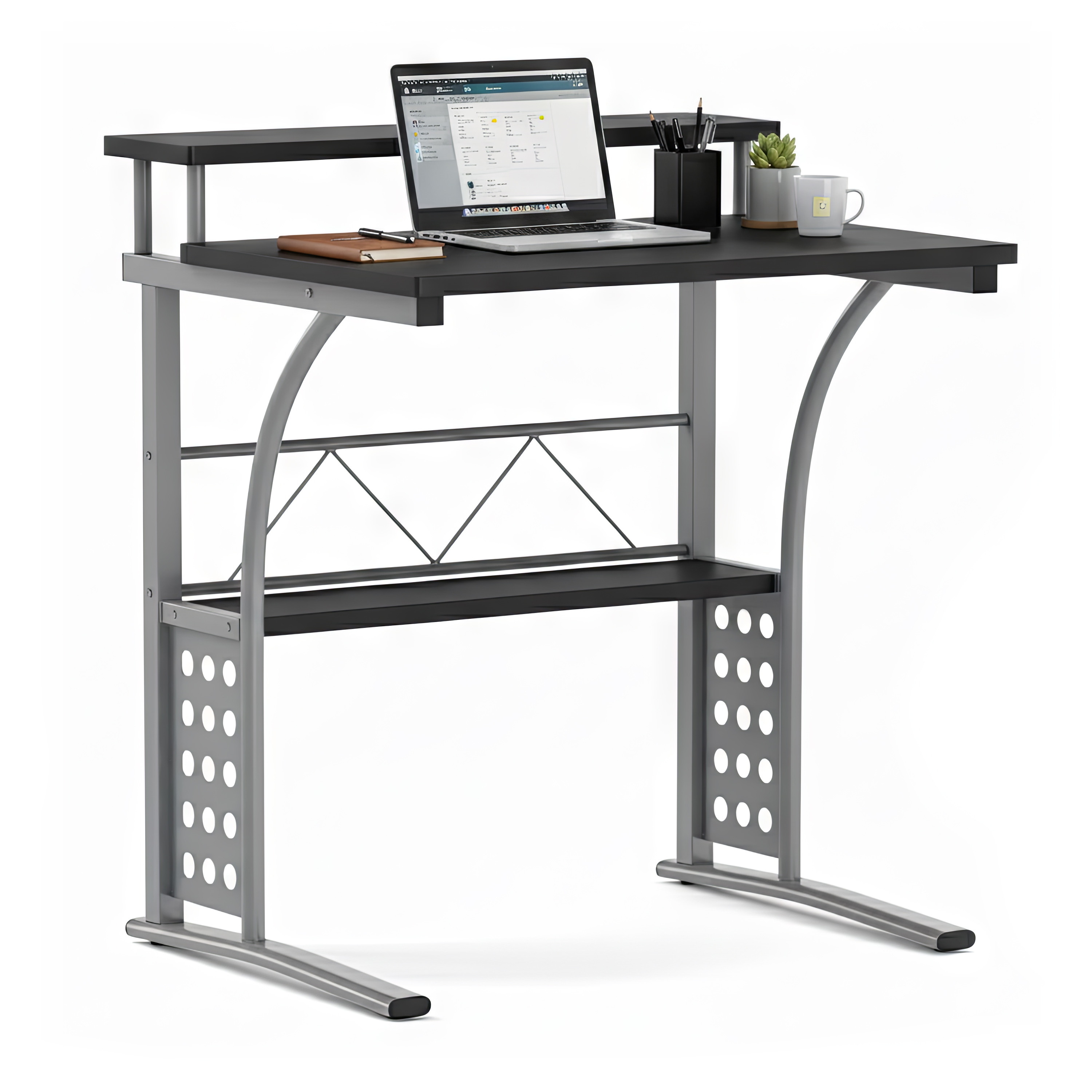 Schreibtisch BREND 71 x 52 x 84 cm schwarz/silber
