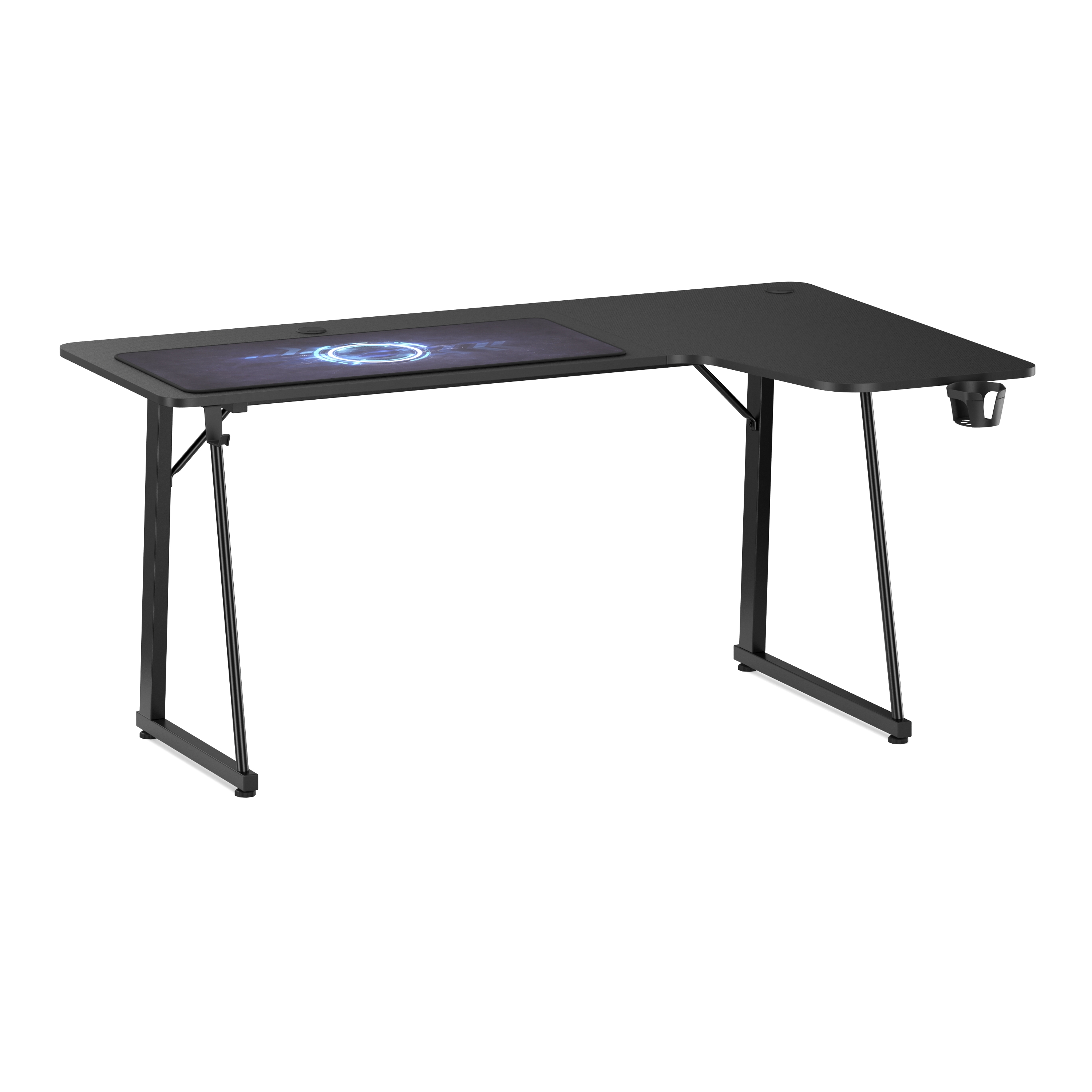 Gamingtisch L-förmig links 160 x 100 x 75 cm schwarz