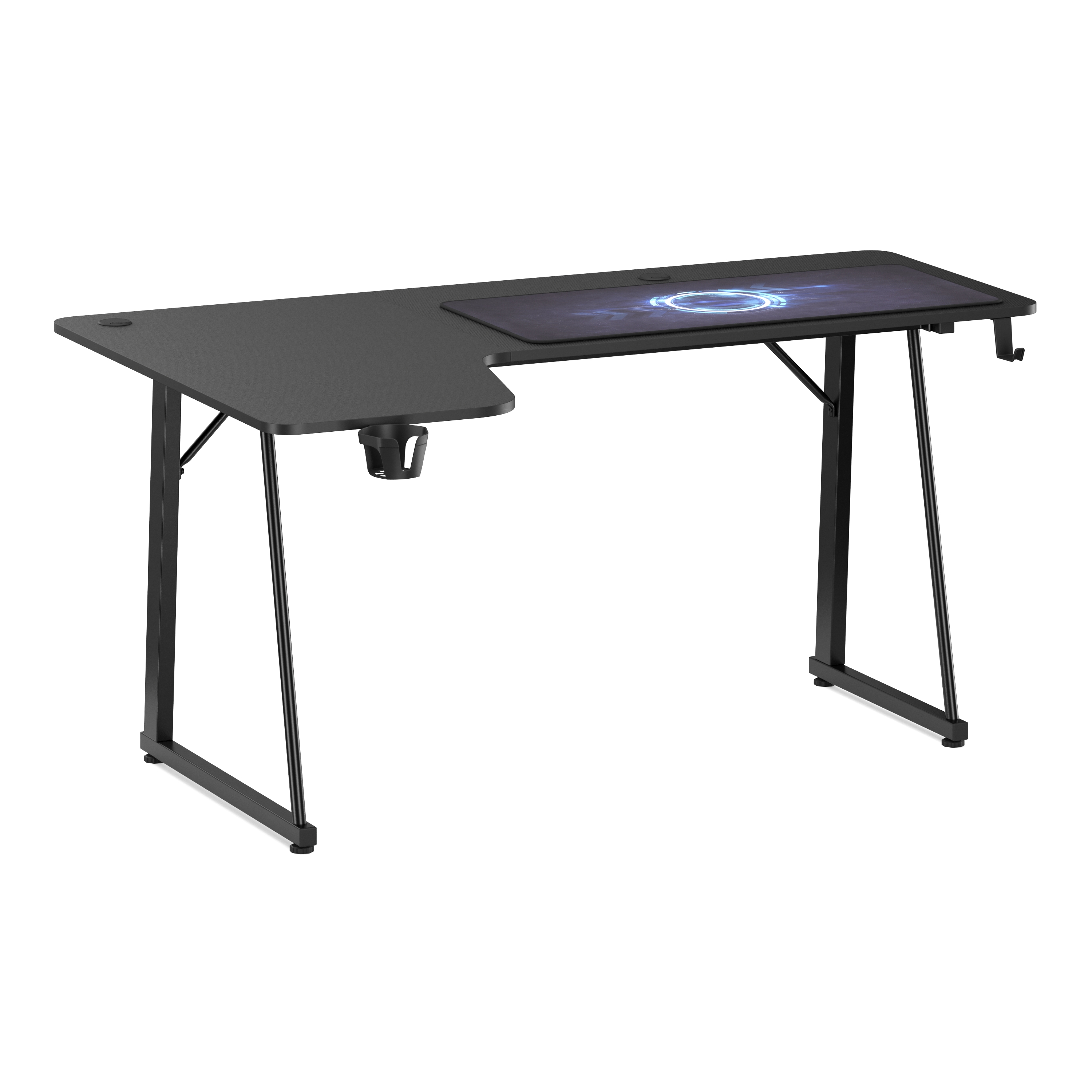 Gamingtisch L-förmig rechts 160 x 100 x 75 cm schwarz