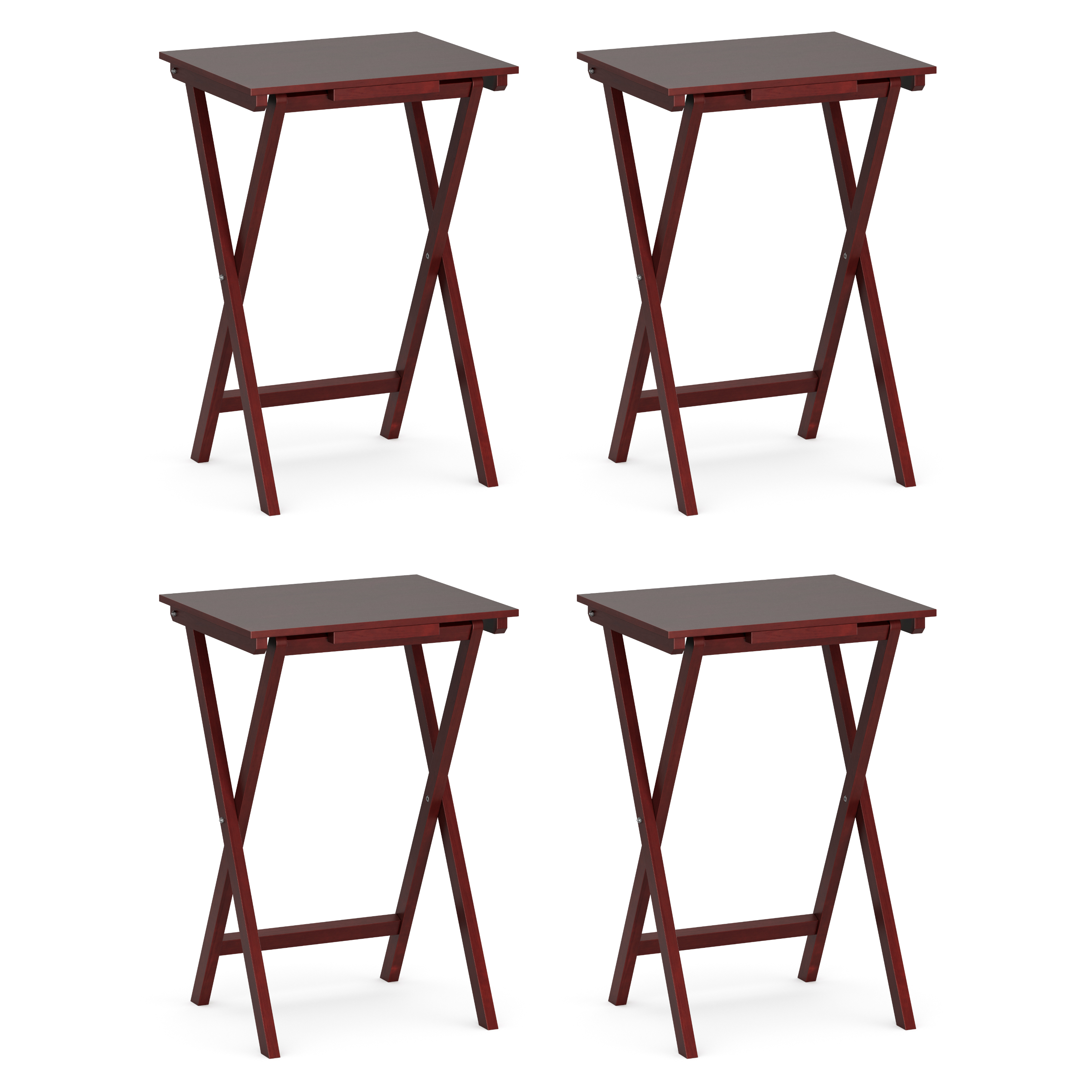 Beistelltisch Holz klappbar 4er Set dunkelbraun