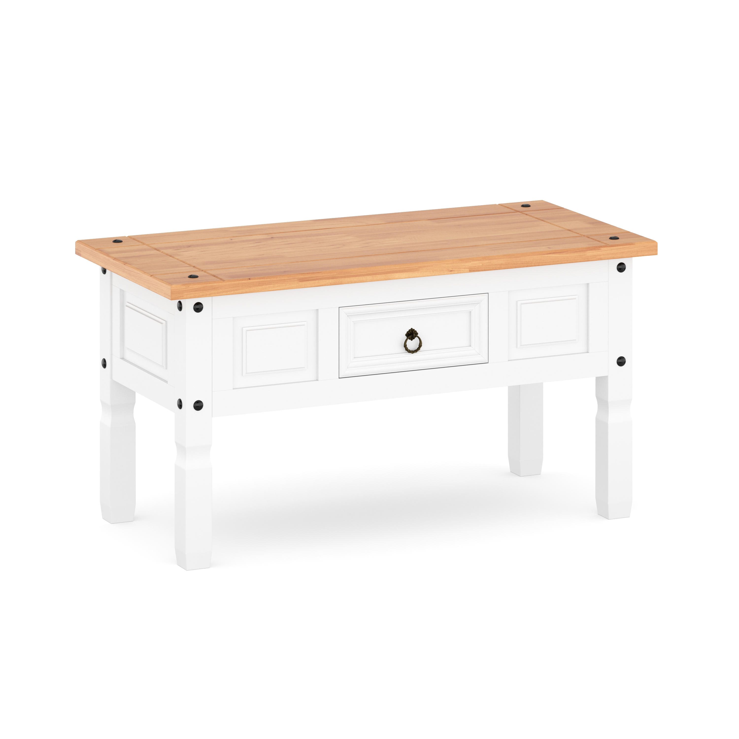 Beistelltisch MORELIA 95 x 55 x 50 cm weiss/natur