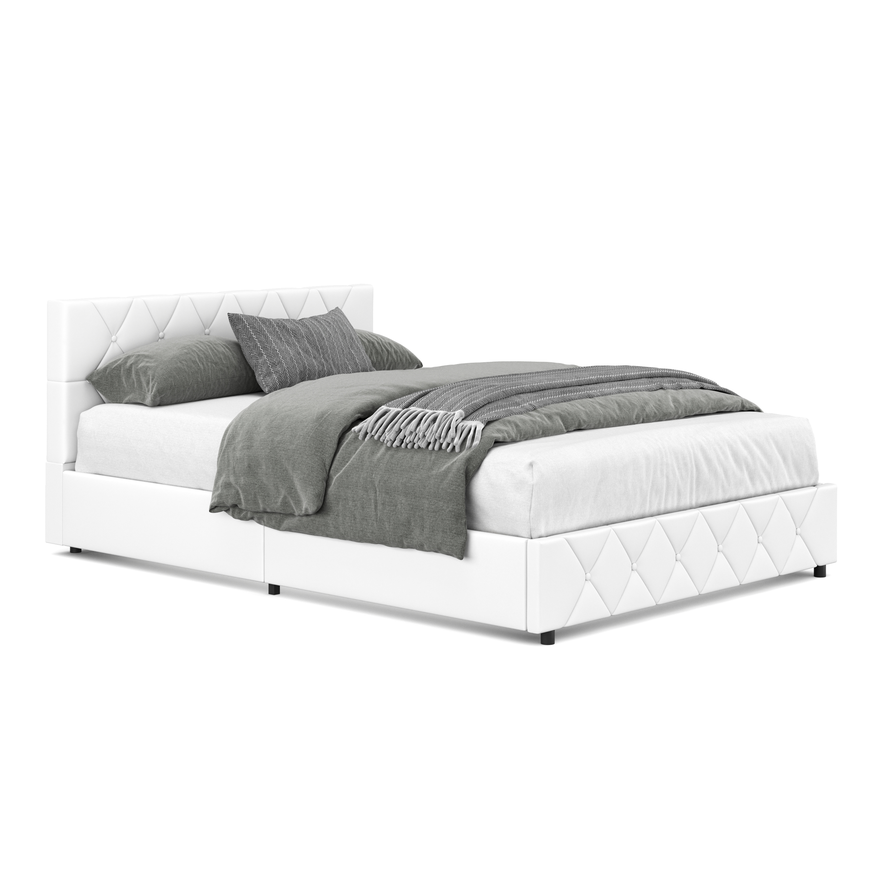 Lederbett HILTEN 140 x 200 cm weiss