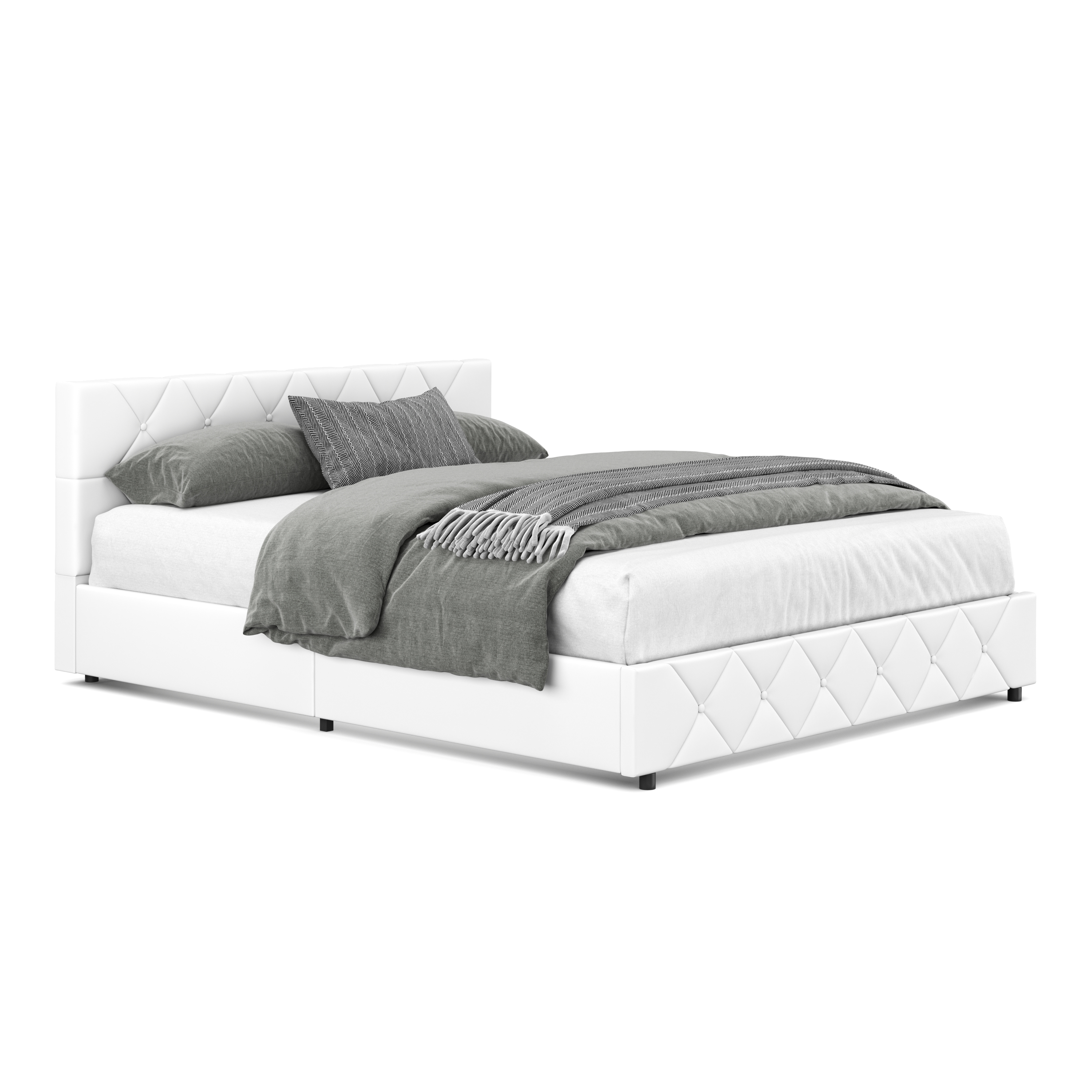 Lederbett HILTEN 160 x 200 cm weiss