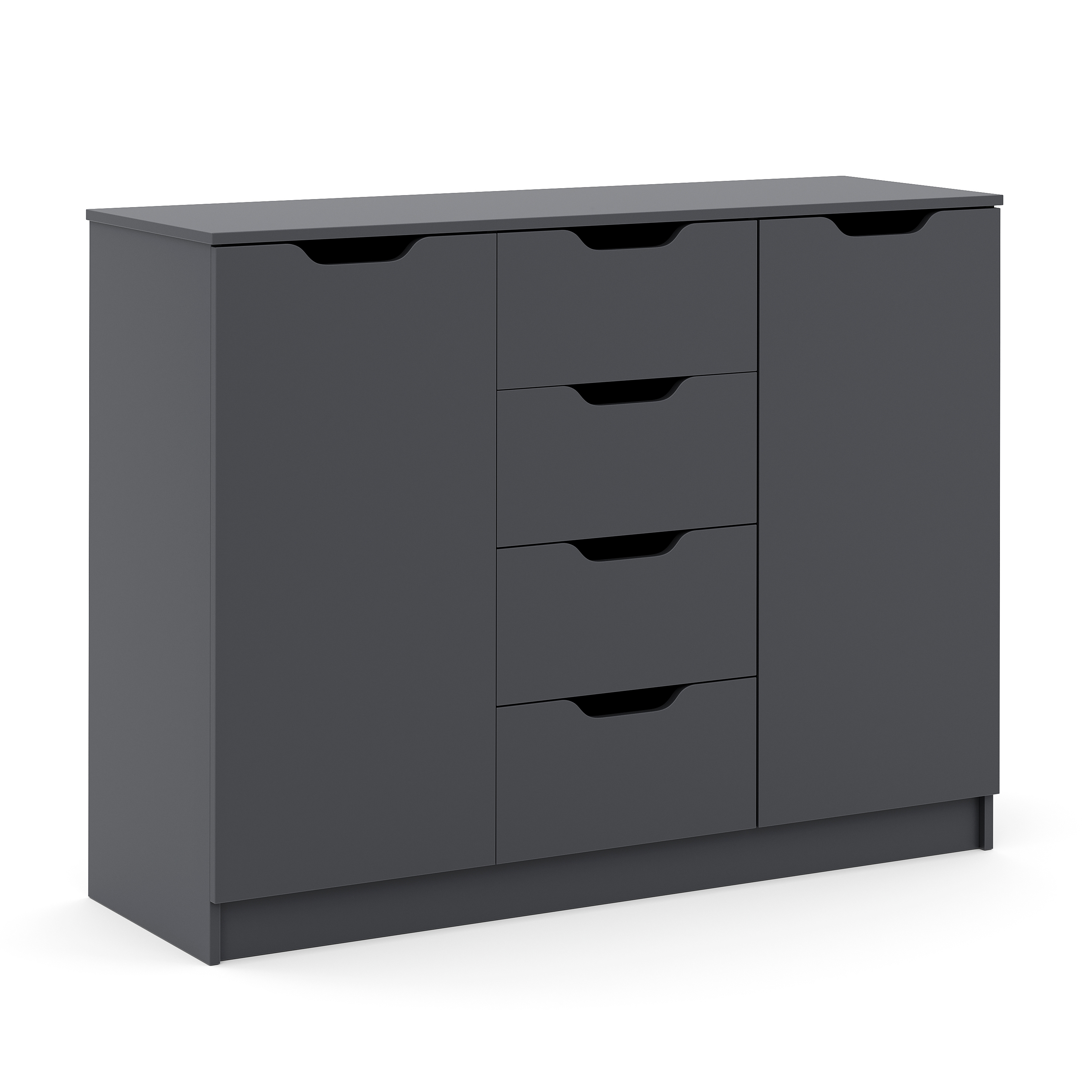 Kommode SENA 4 Schubladen 2 Türen 122 x 92 cm anthrazit