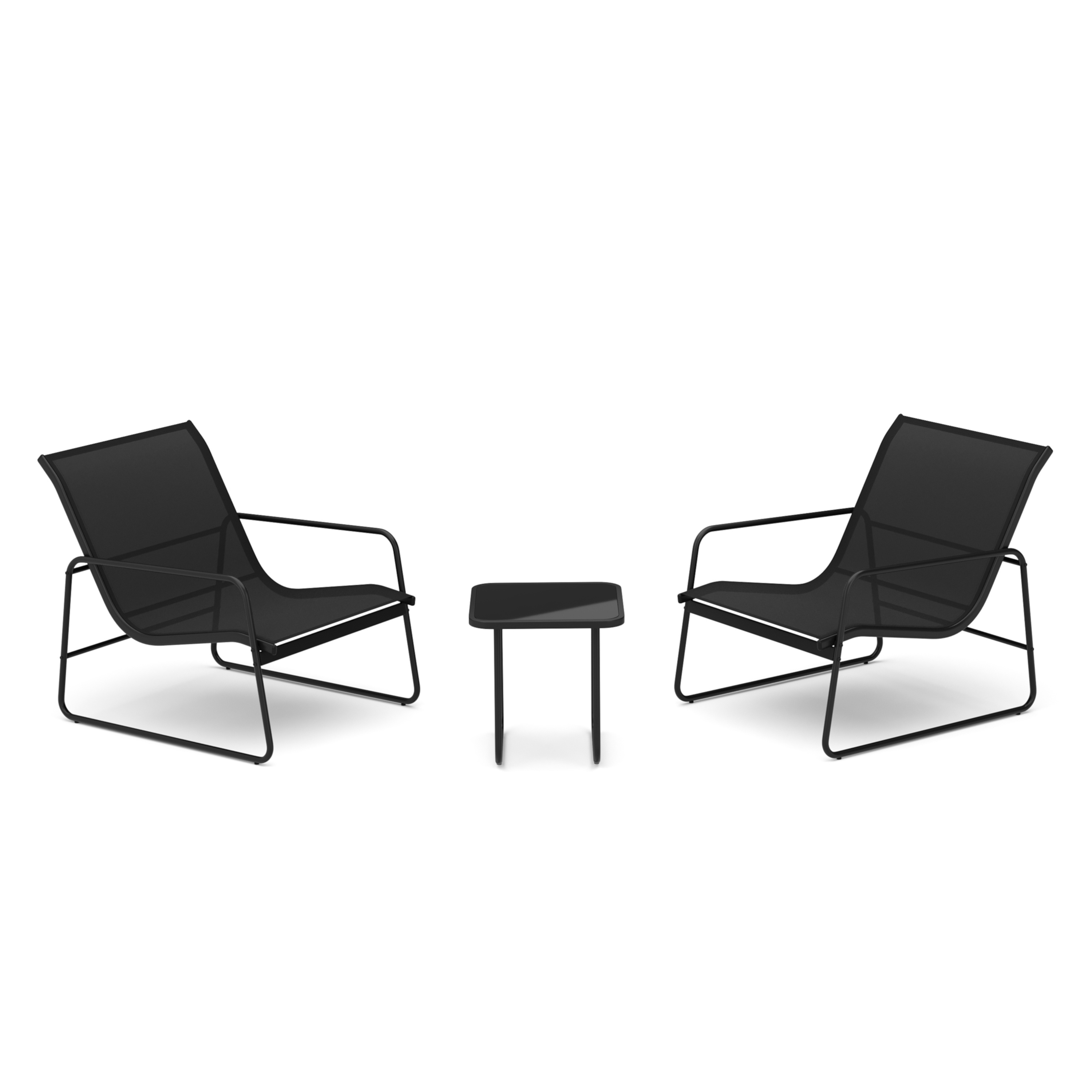 Gartenmöbel Set RUBEN 3-teilig schwarz