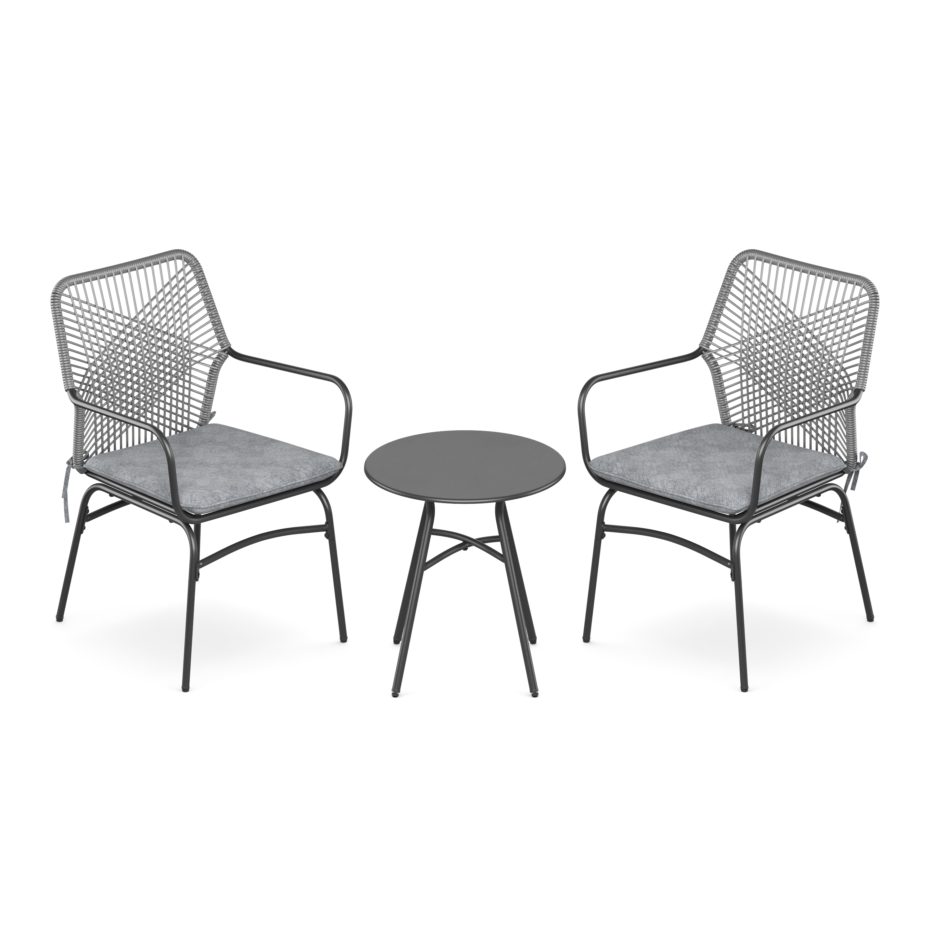Gartenmöbel Set FERNO 3-teilig grau