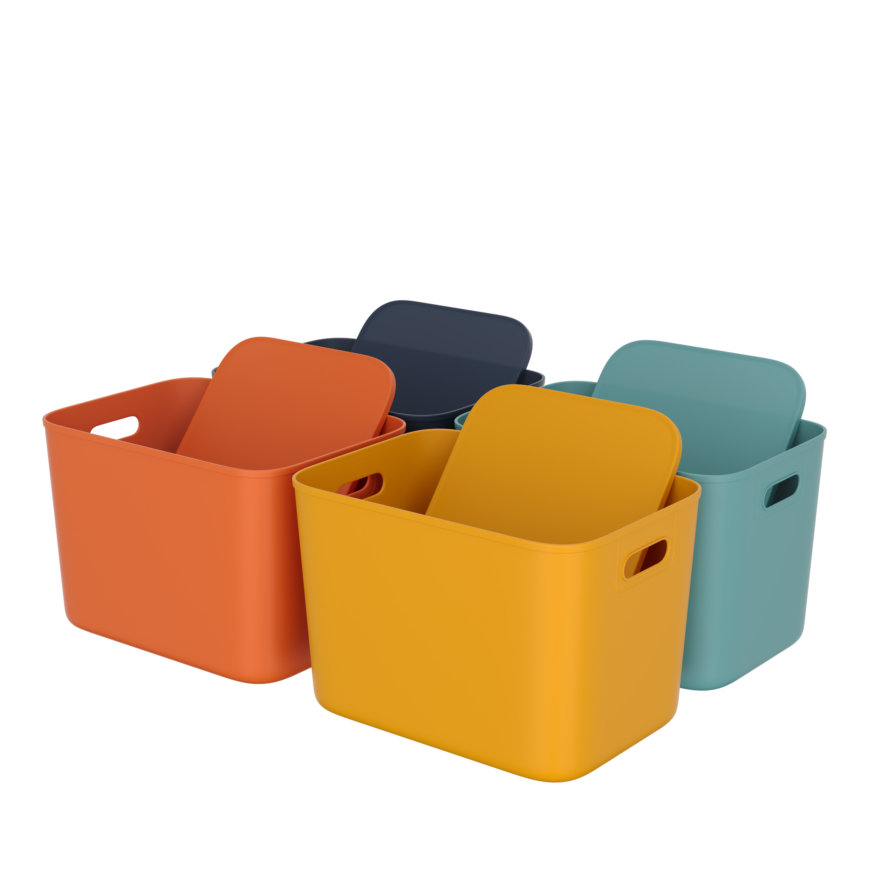 Aufbewahrungsbox mit Deckel Set 26 x 18 x 16 cm 8-teilig bunt