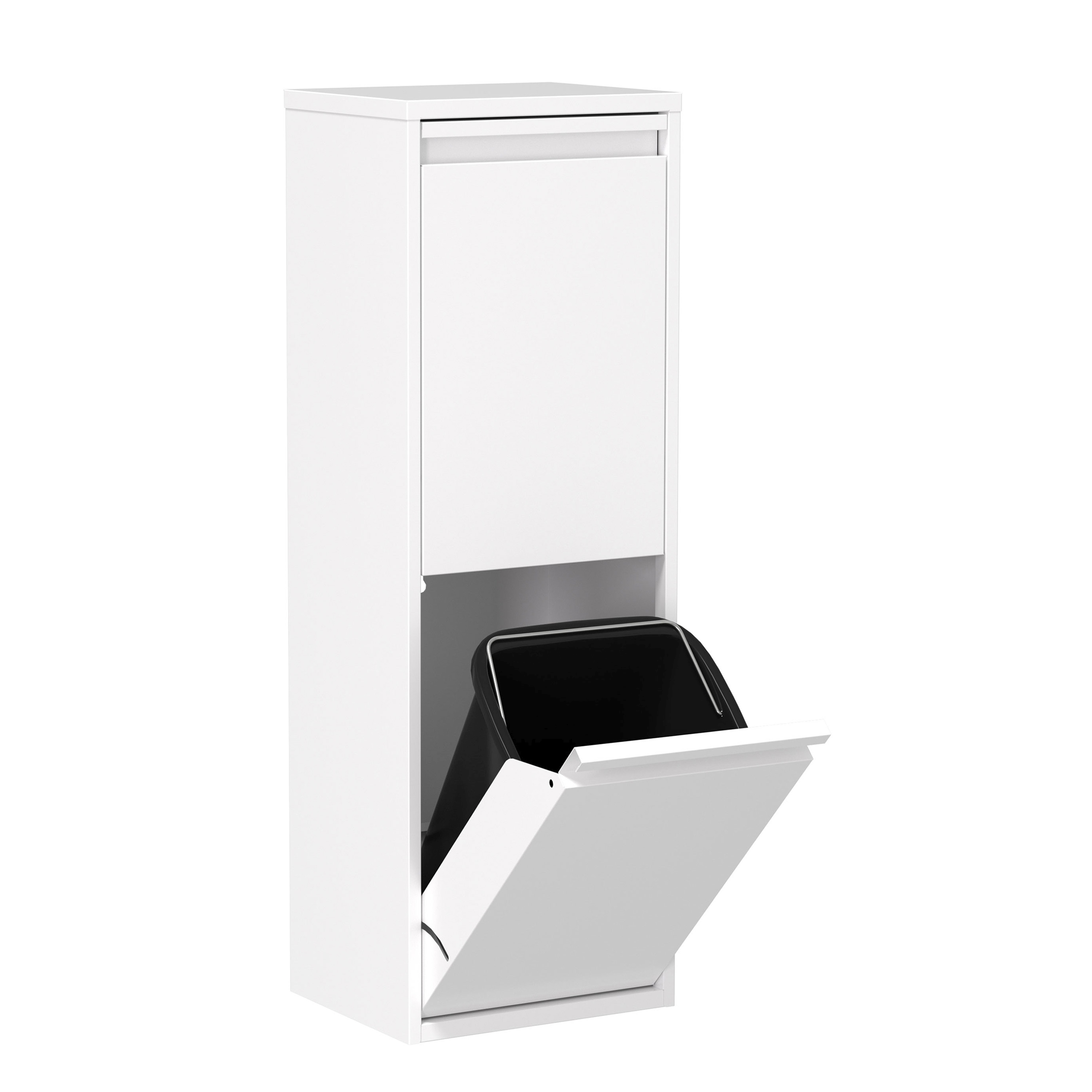 Abfalleimer Metall 2 Fächer 34L weiss