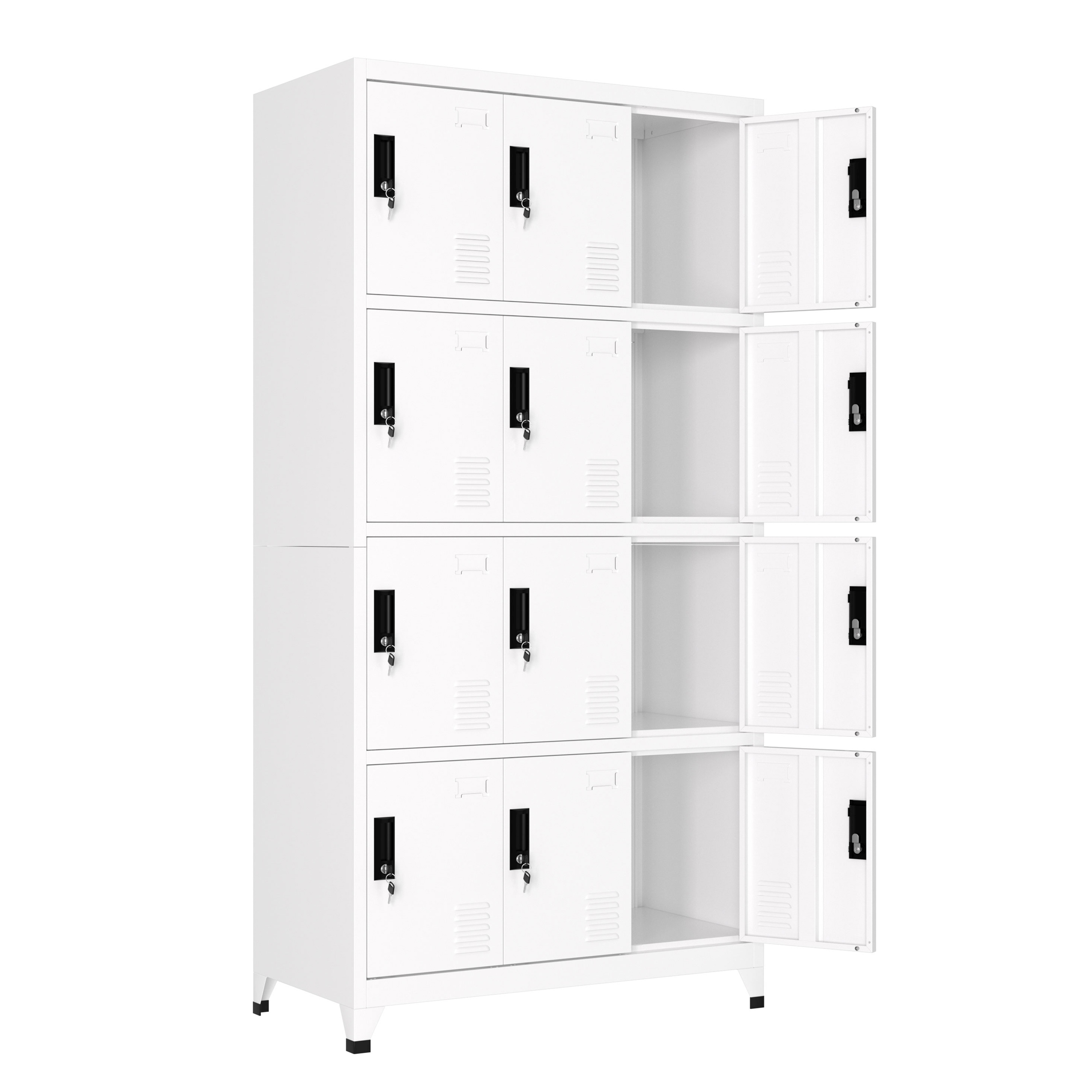 Garderobe Spind FORTI Metall 12 Fächer 90 x 180 cm weiss