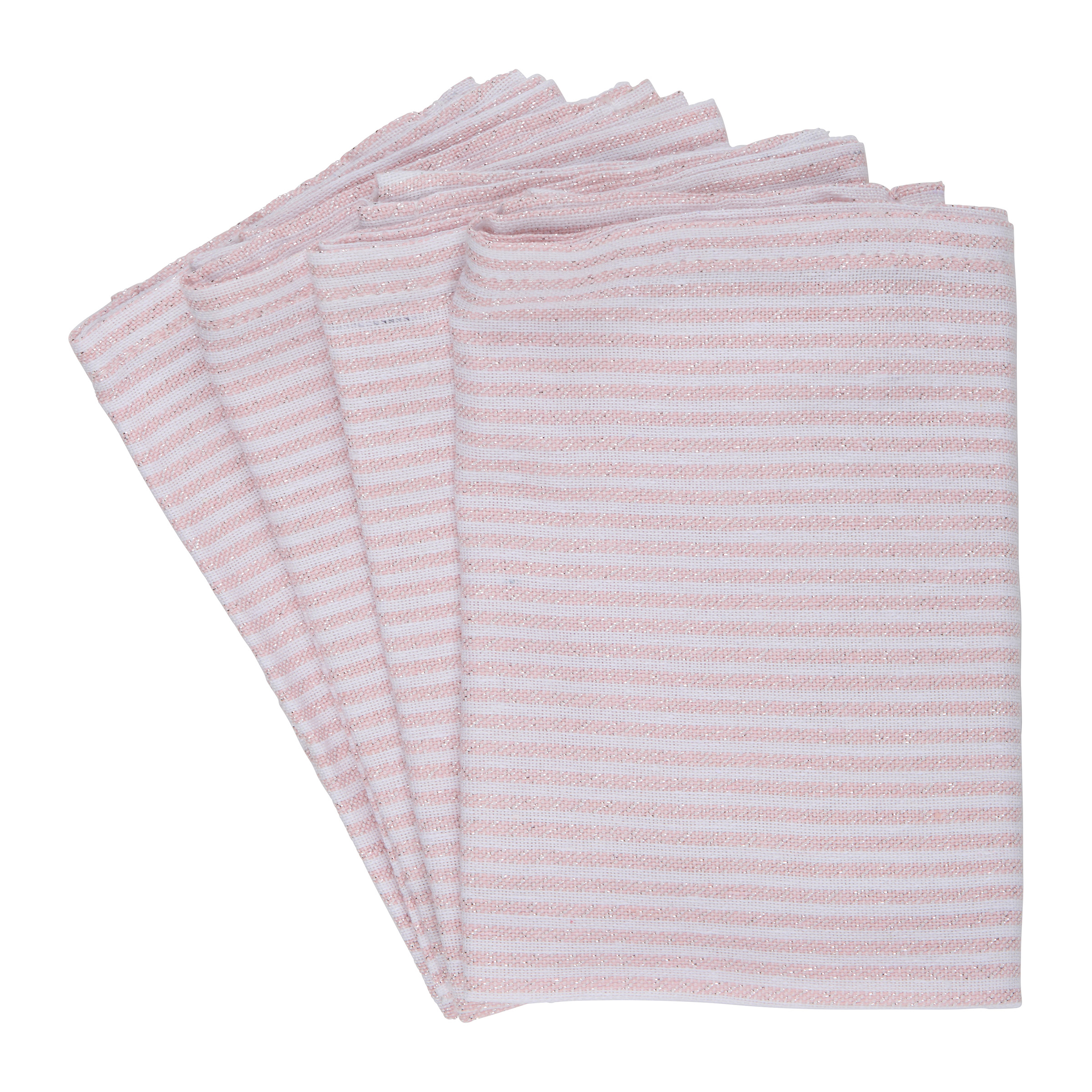 Serviette gestreift 35 x 35 cm 4er Set rosa/weiss