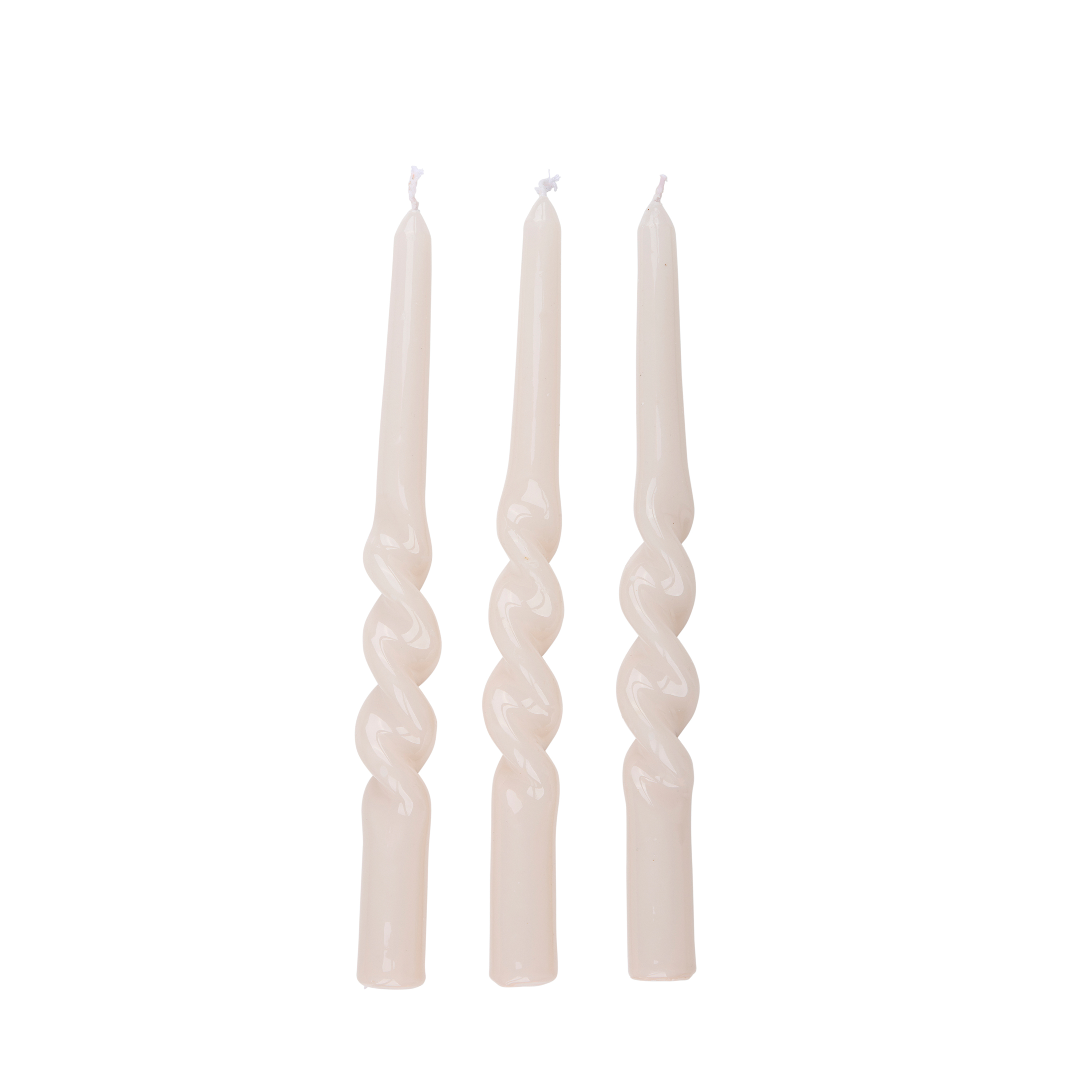 Stabkerze gedreht 26 cm 3er Set weiss