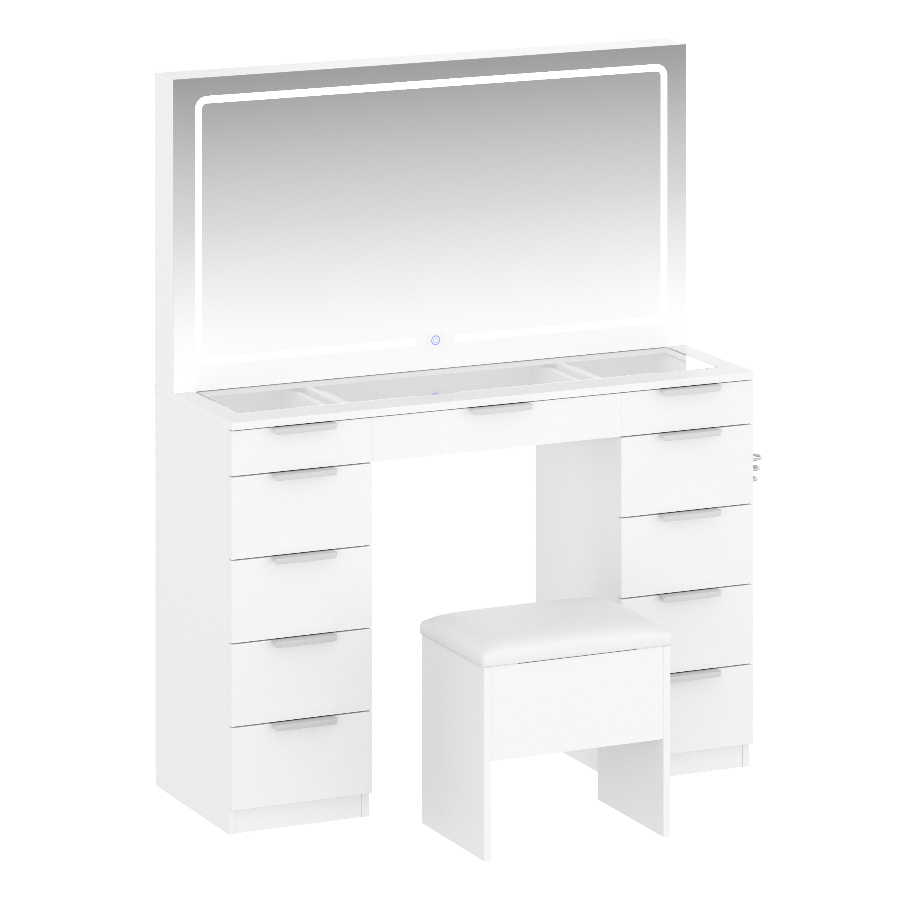 Schminktisch mit Licht und Hocker AURA weiss