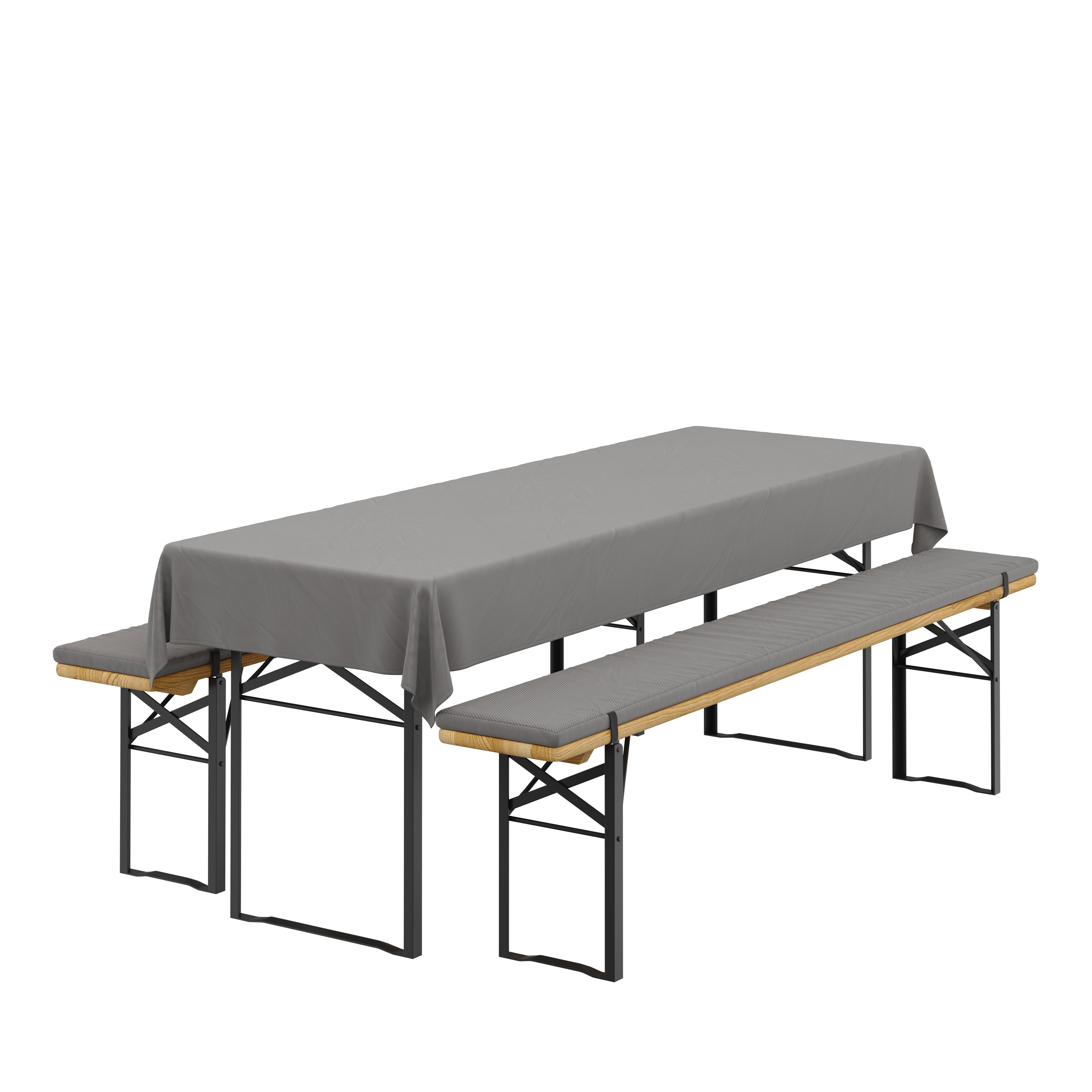Tischdecke und Sitzbankbezug Set 240 x 90 cm 3-teilig grau