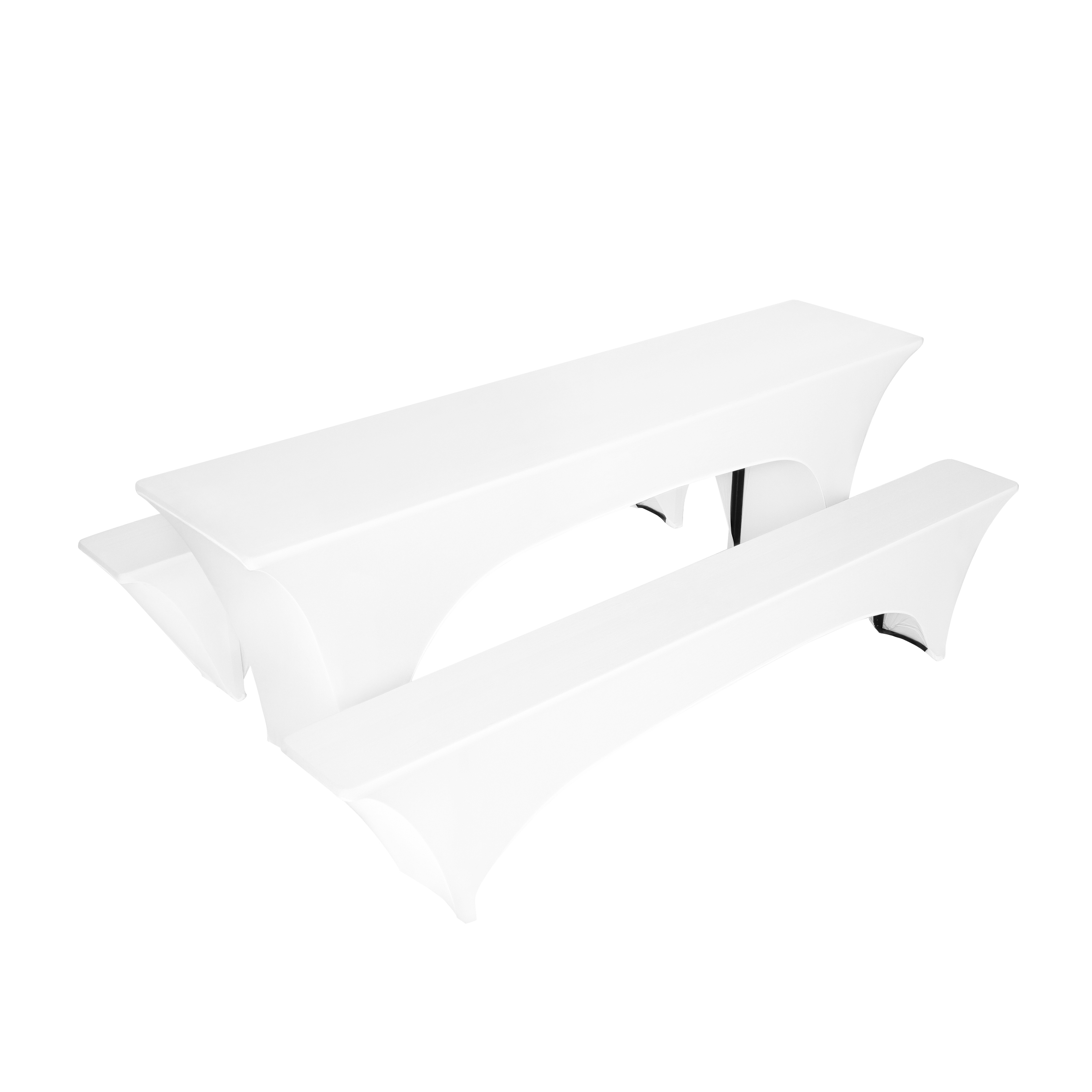 Tischdecke und Sitzbankbezug Set Hussen 220 - 240 x 50 cm 3-teilig weiss
