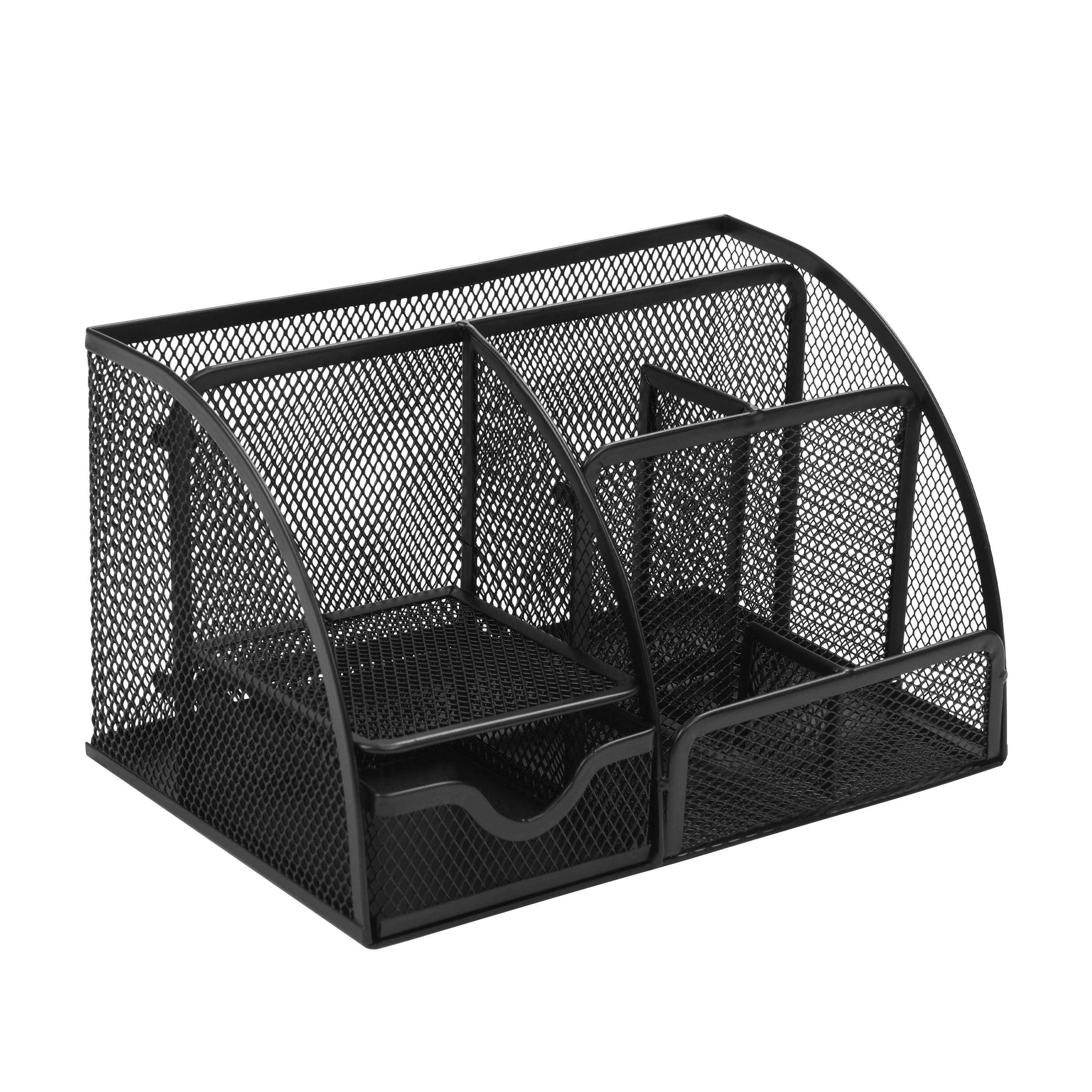 Schreibtisch Organizer Metall 6 Fächer 1 Schublade schwarz