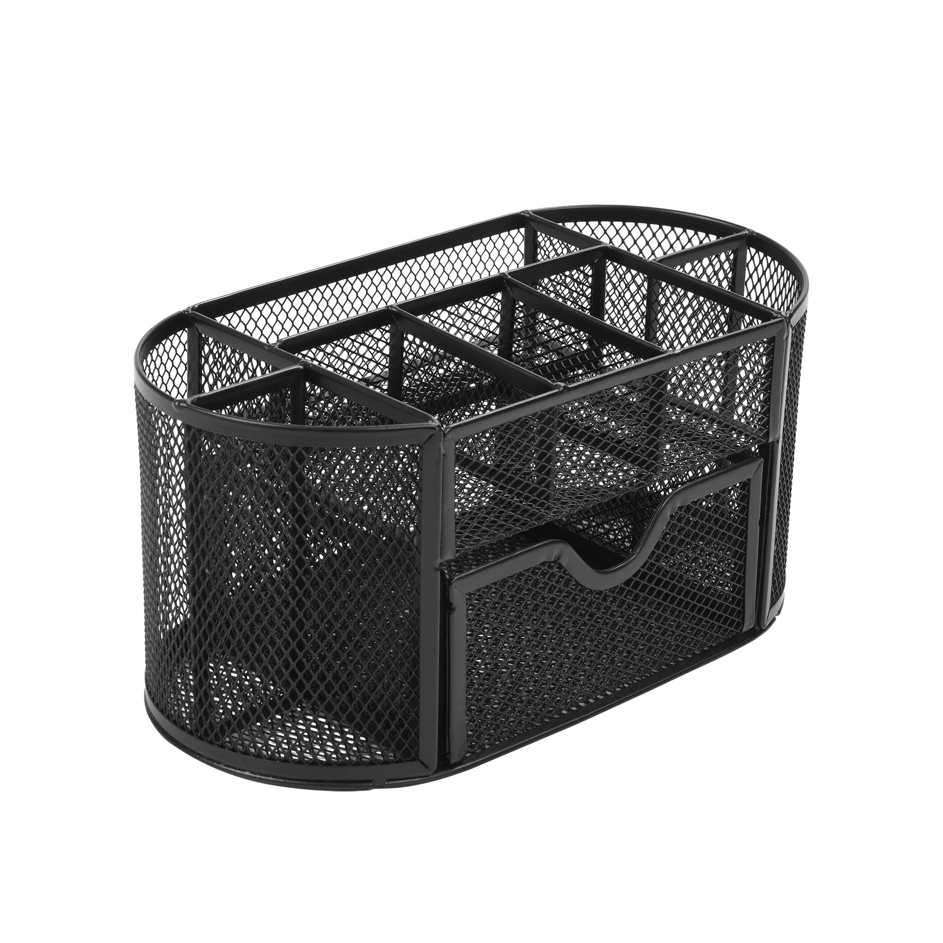 Schreibtisch Organizer Metall 8 Fächer 1 Schublade schwarz