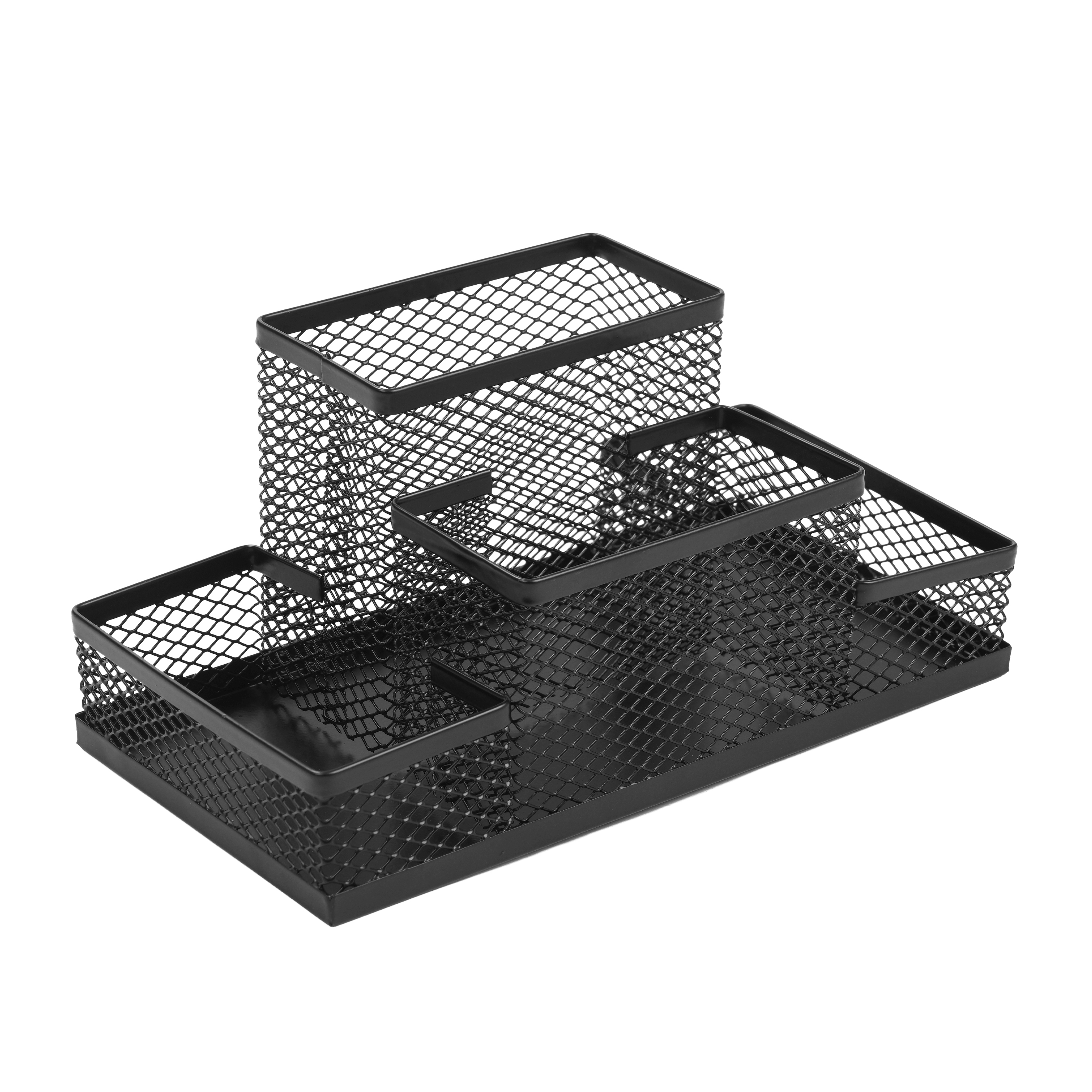 Schreibtisch Organizer Metall 4 Fächer schwarz