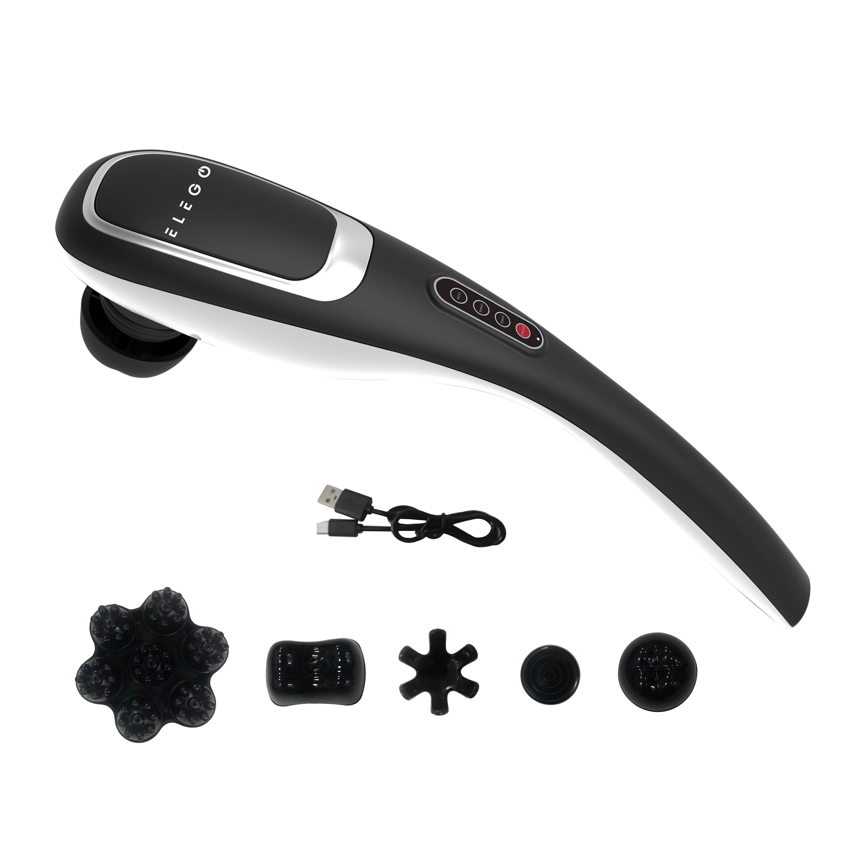 Massagegerät mit Akku 5 Aufsätze schwarz/weiss