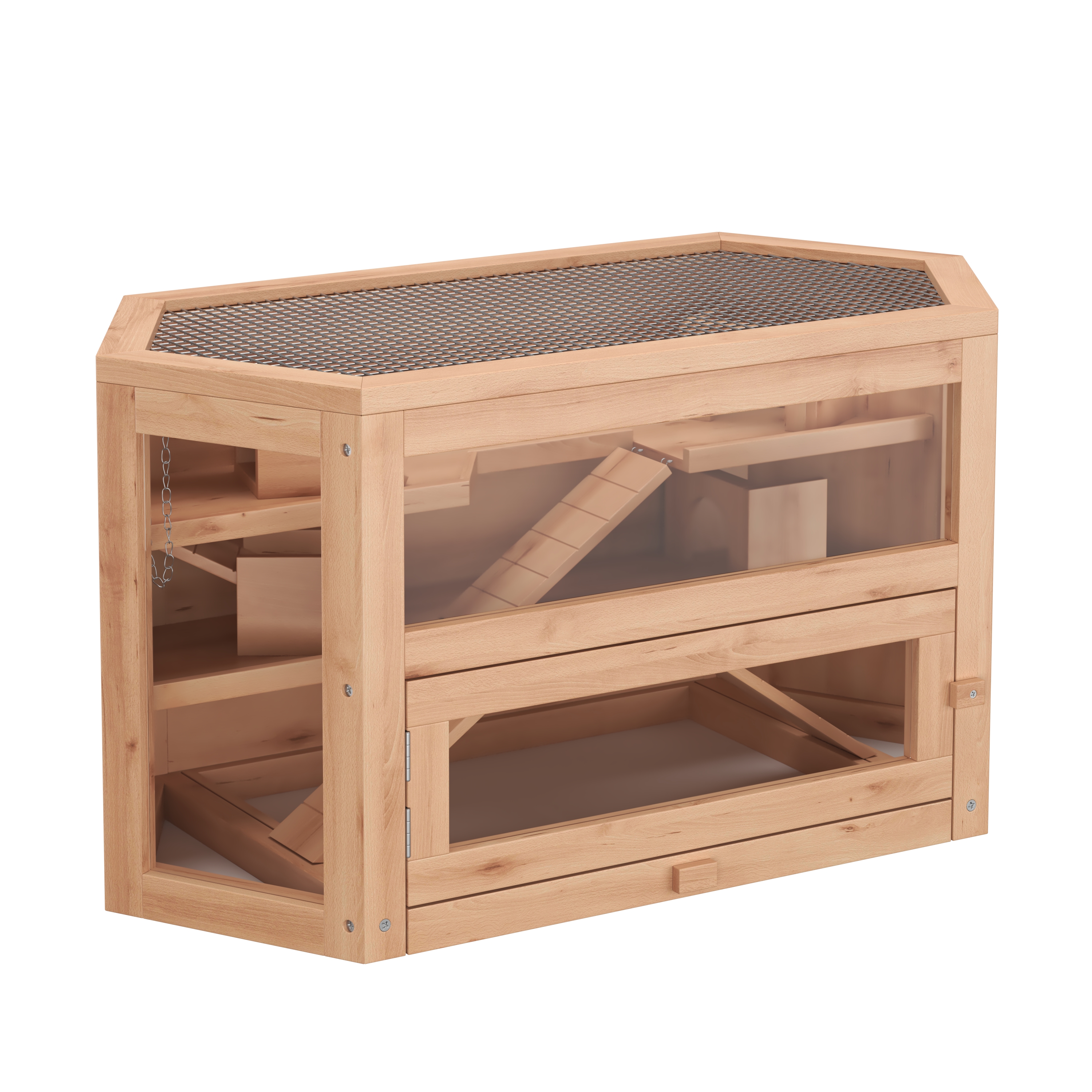 Kleintierkäfig Holz 80 x 40 x 43 cm natur
