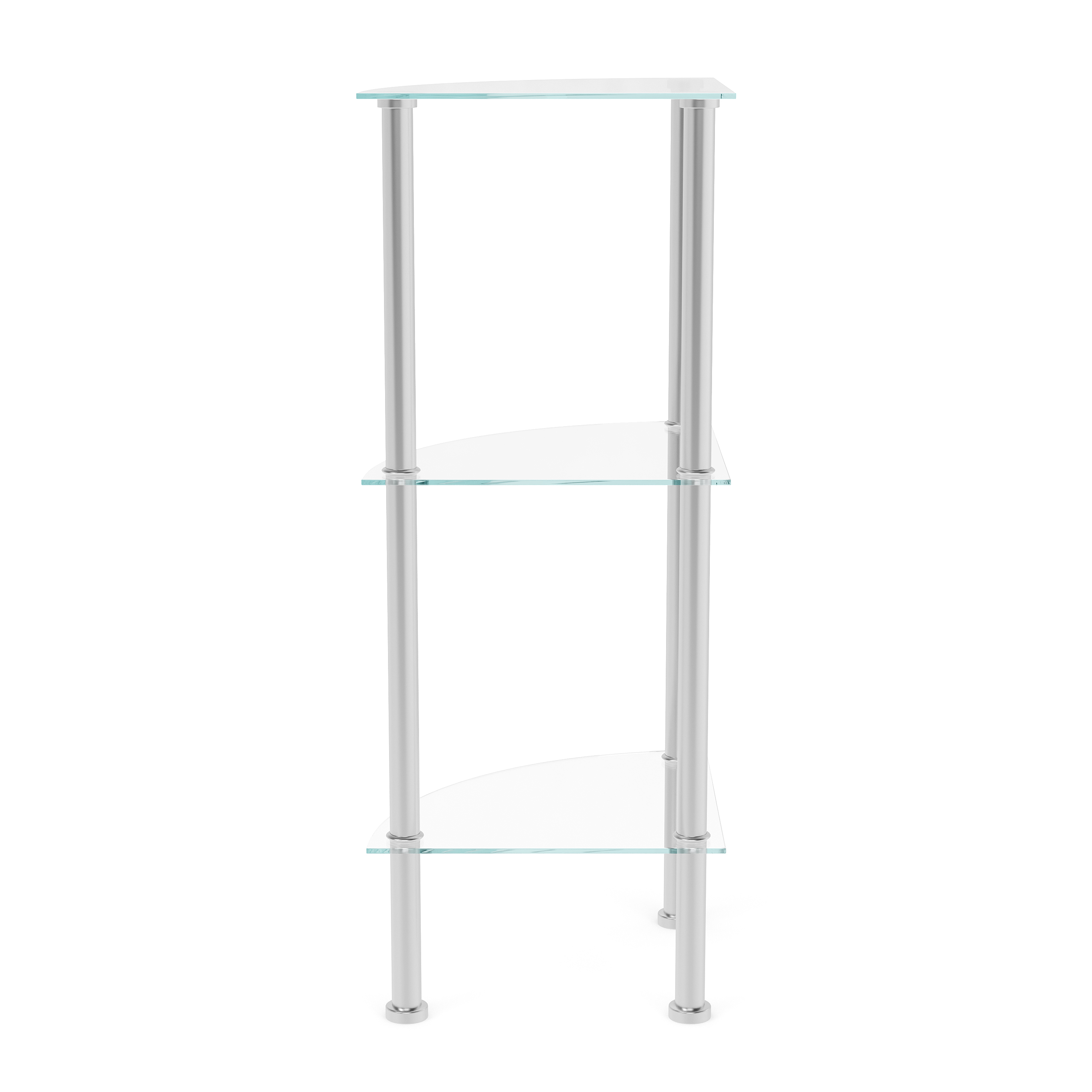 Eckregal Glas mit 3 Ebenen 30 x 77 cm silber