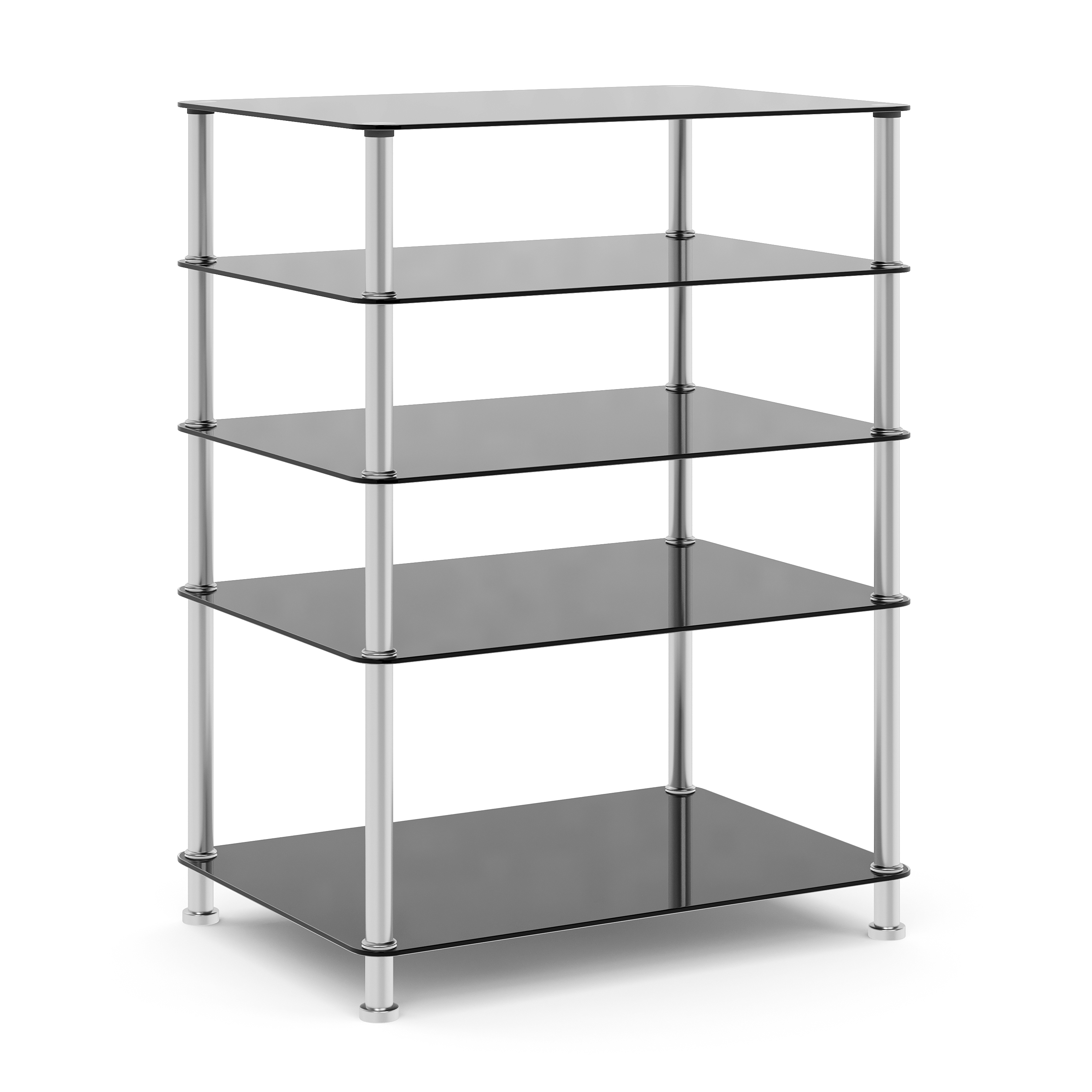 Regal HiFi Glas mit 5 Ebenen 60 x 80 cm schwarz/silber
