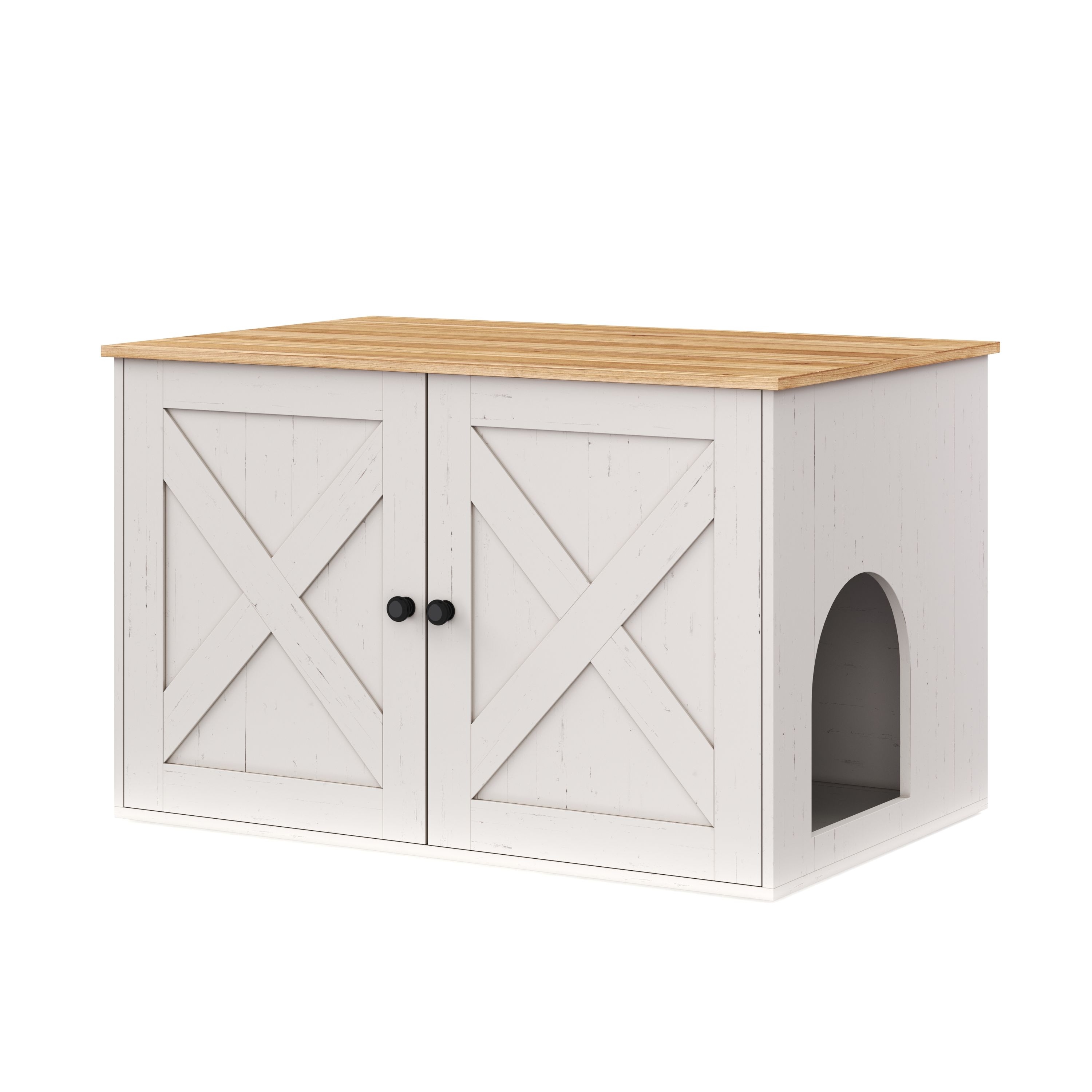 Katzenhaus für Katzentoilette 80 x 53 x 50 cm weiss/braun