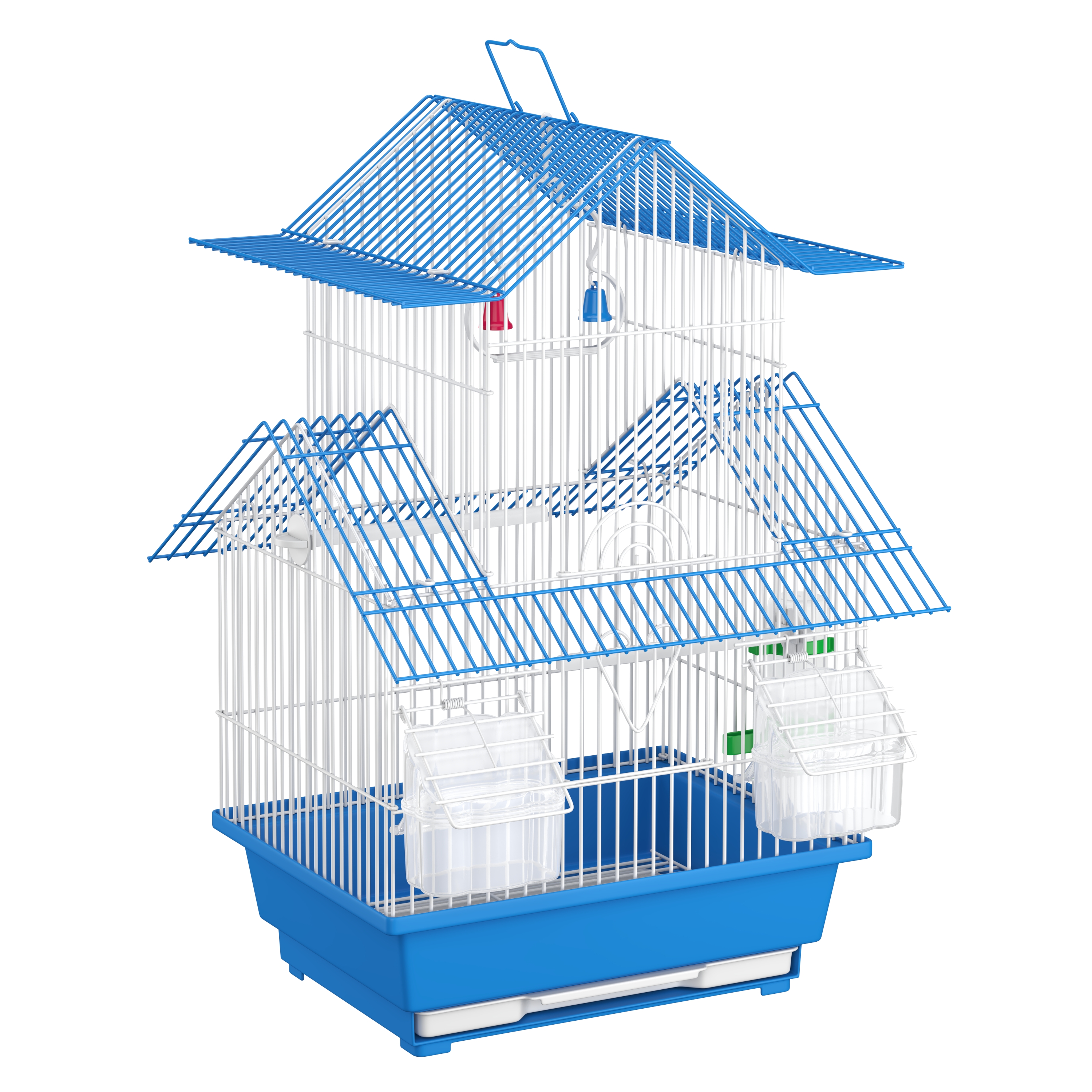 Vogelkäfig 30 x 23 x 45 cm weiss/blau