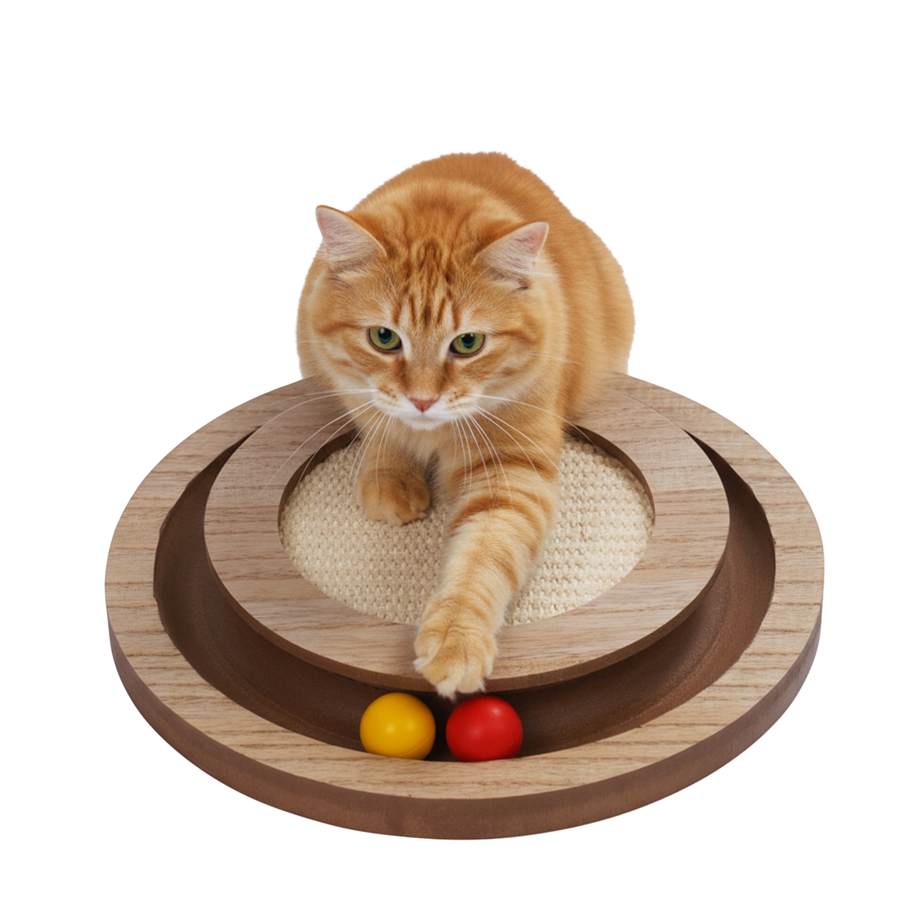 Katzenspielzeug Kratzbrett mit Kugelbahn 28 cm braun