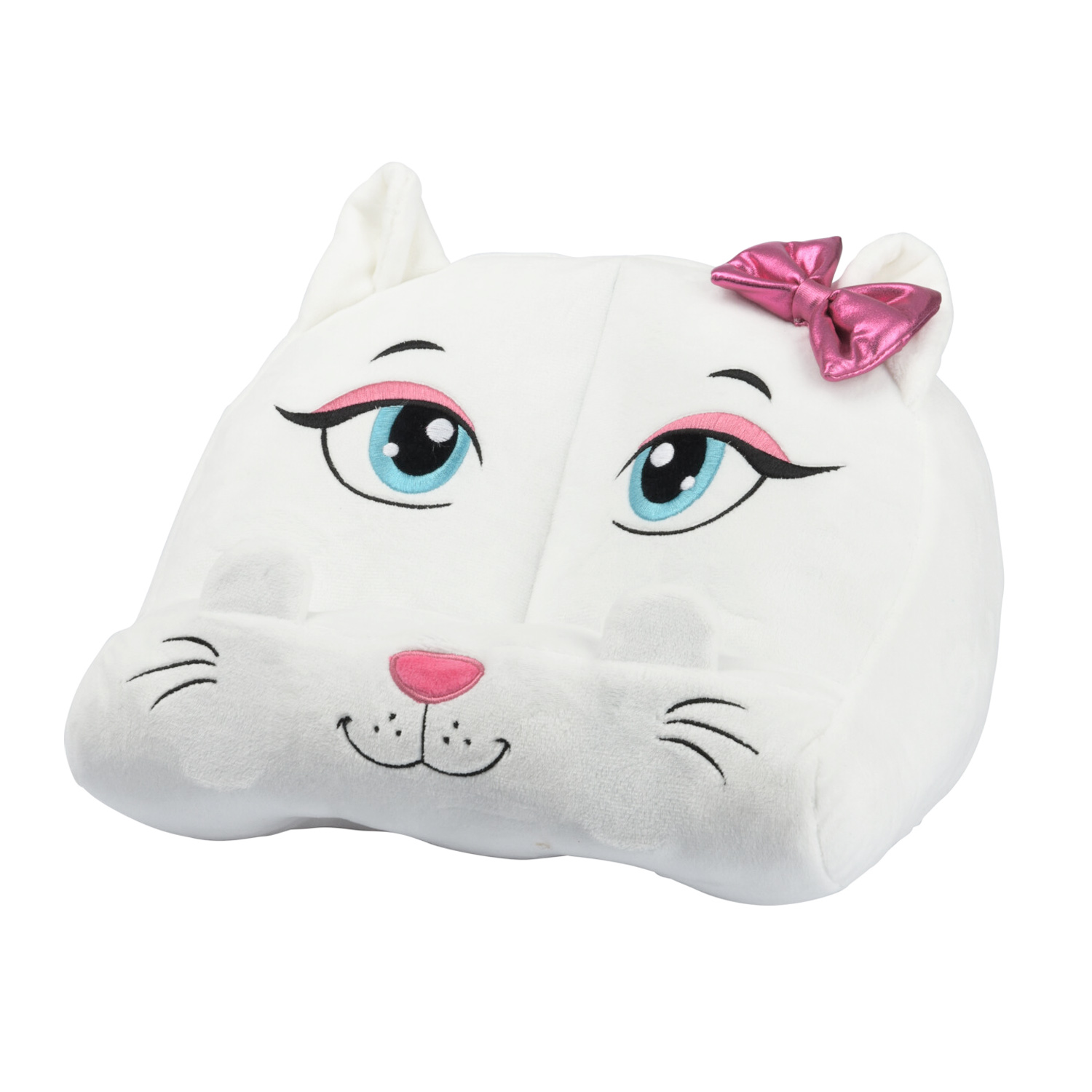 Buchstütze Katze Plüsch 30 x 20 x 20 cm weiss