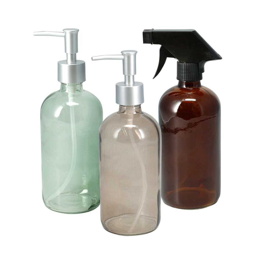 Seifenspender Set Glas 3-teilig 450 ml