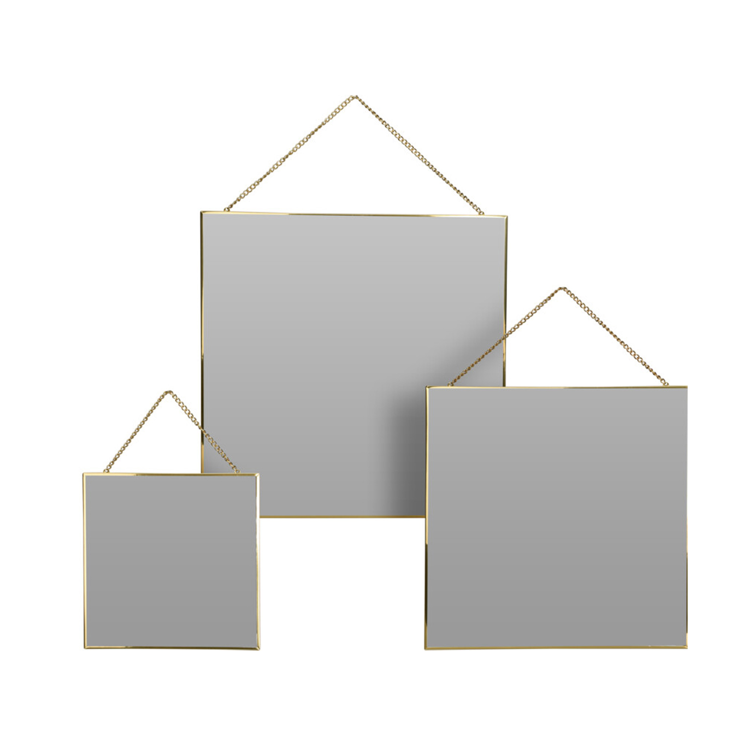 Wandspiegel Set quadratisch 3-teilig gold