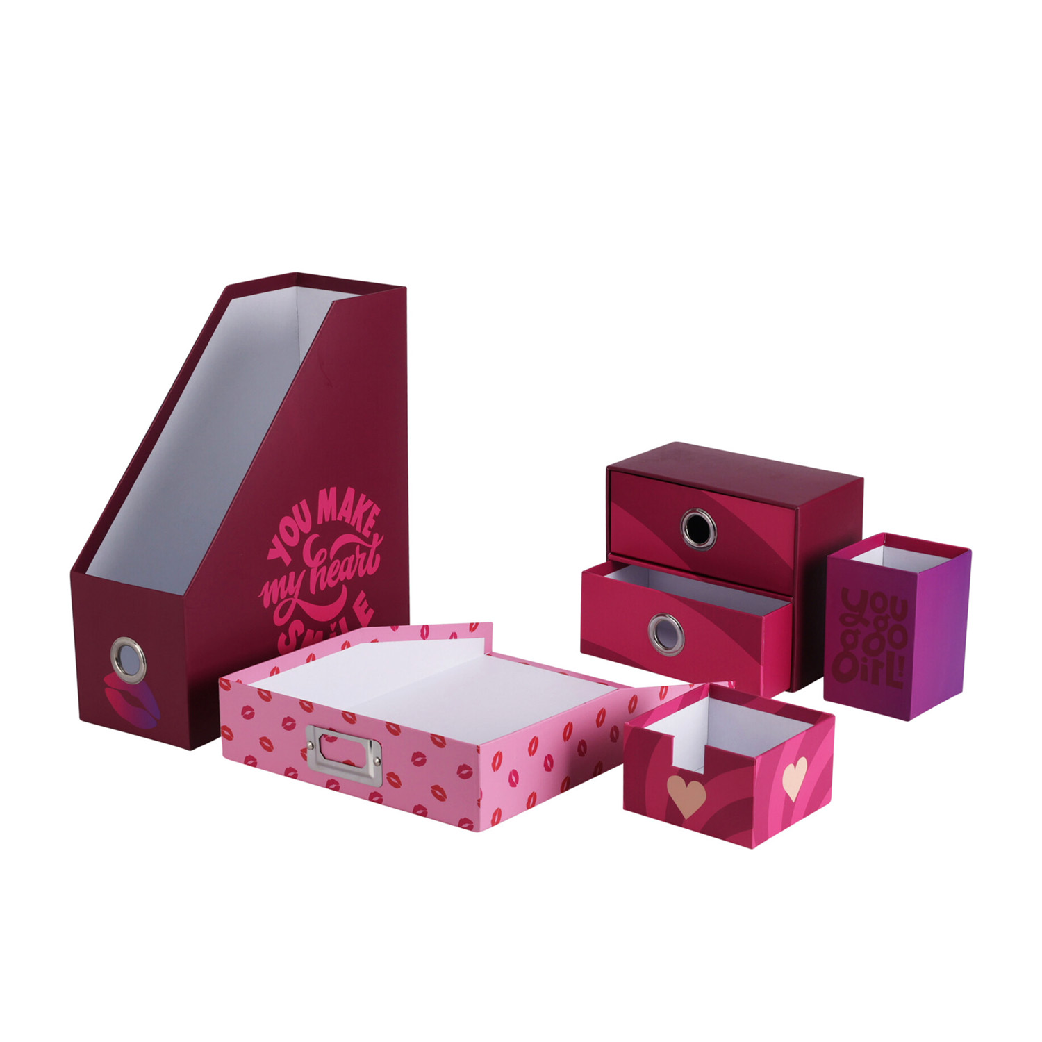 Schreibtisch Organizer Set 5-teilig rot