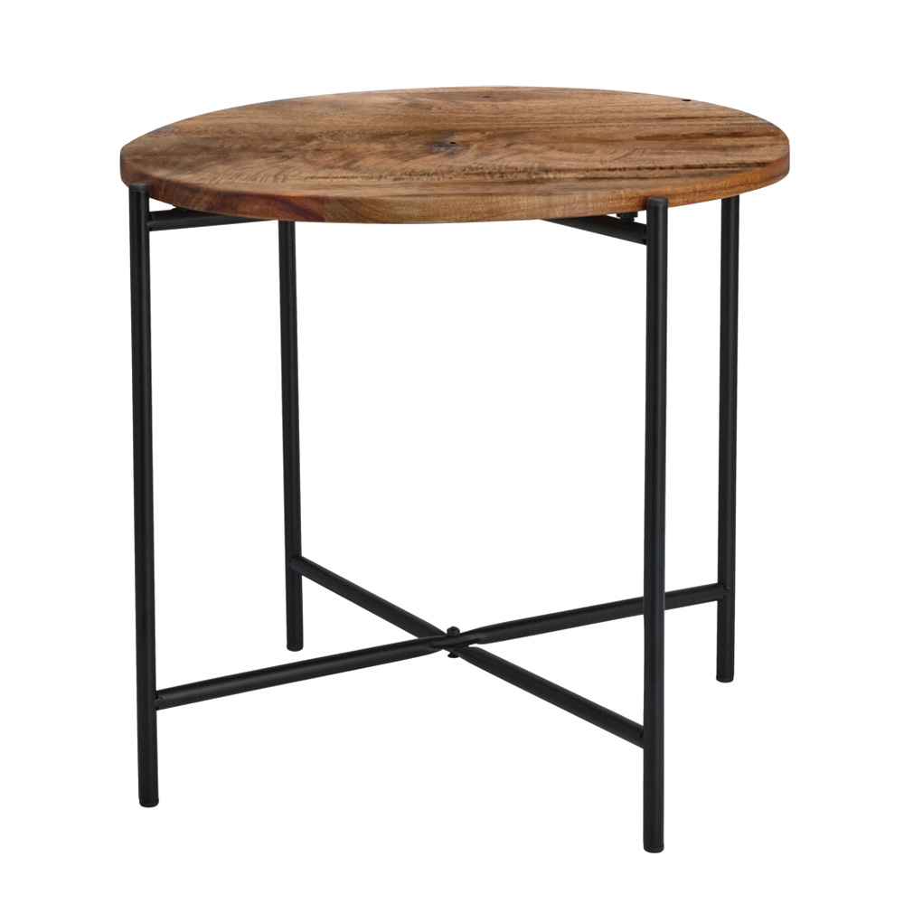 Beistelltisch Holz rund 45 x 38 cm natur/schwarz
